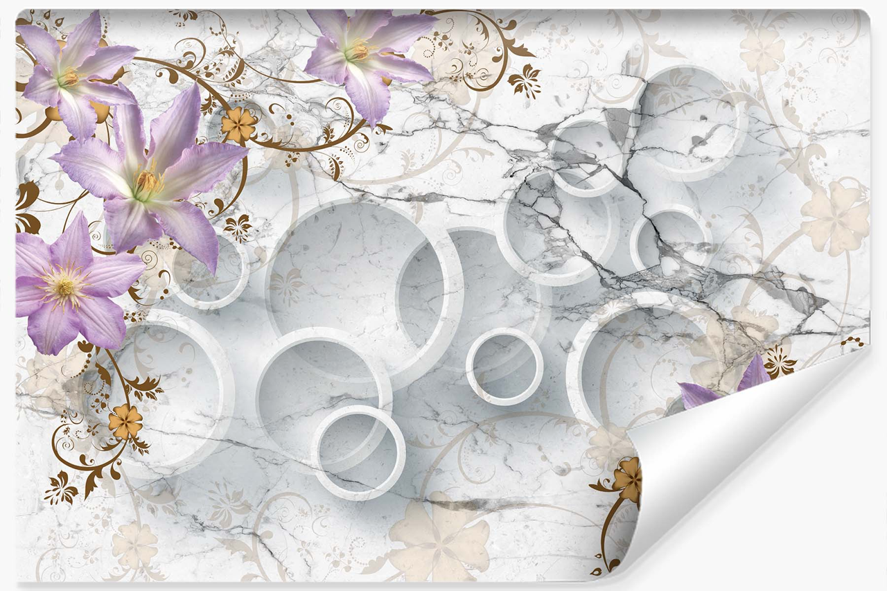 Fototapeta Ścienna KWIATY Marmur Efekt 3D 90x60cm
