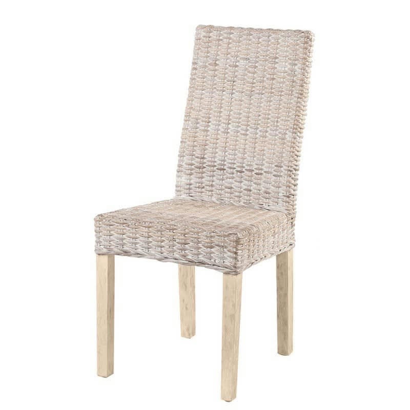 ZICAVO - Chaise en rotin tressé blanc