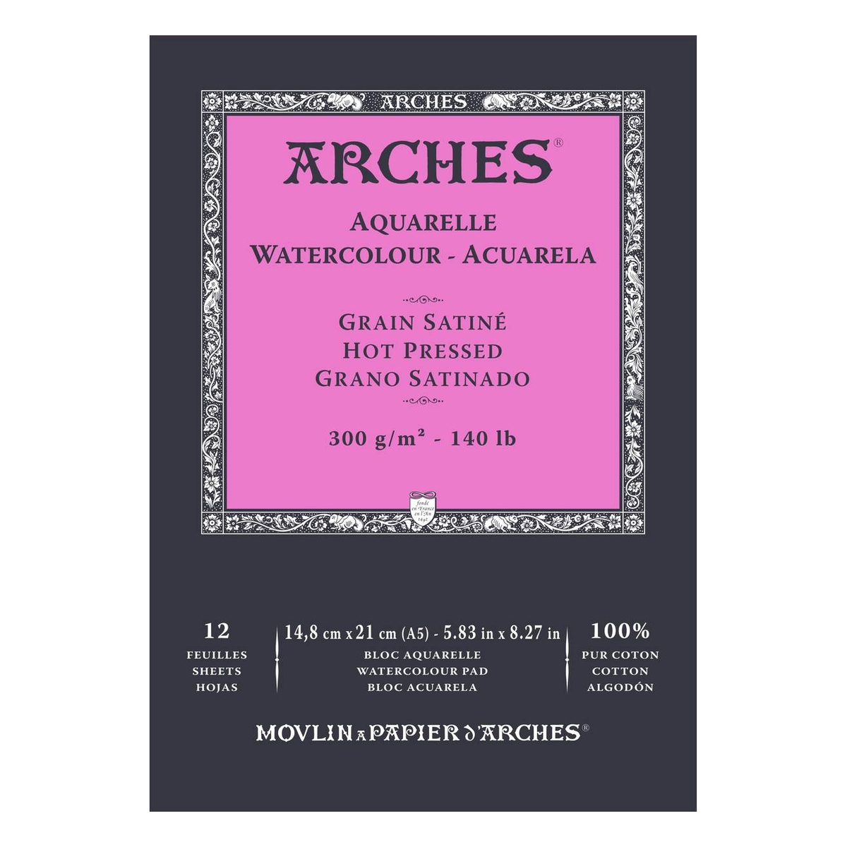 Arches Hot Pressed 300g Watercolour Paper A5 12 Sheets