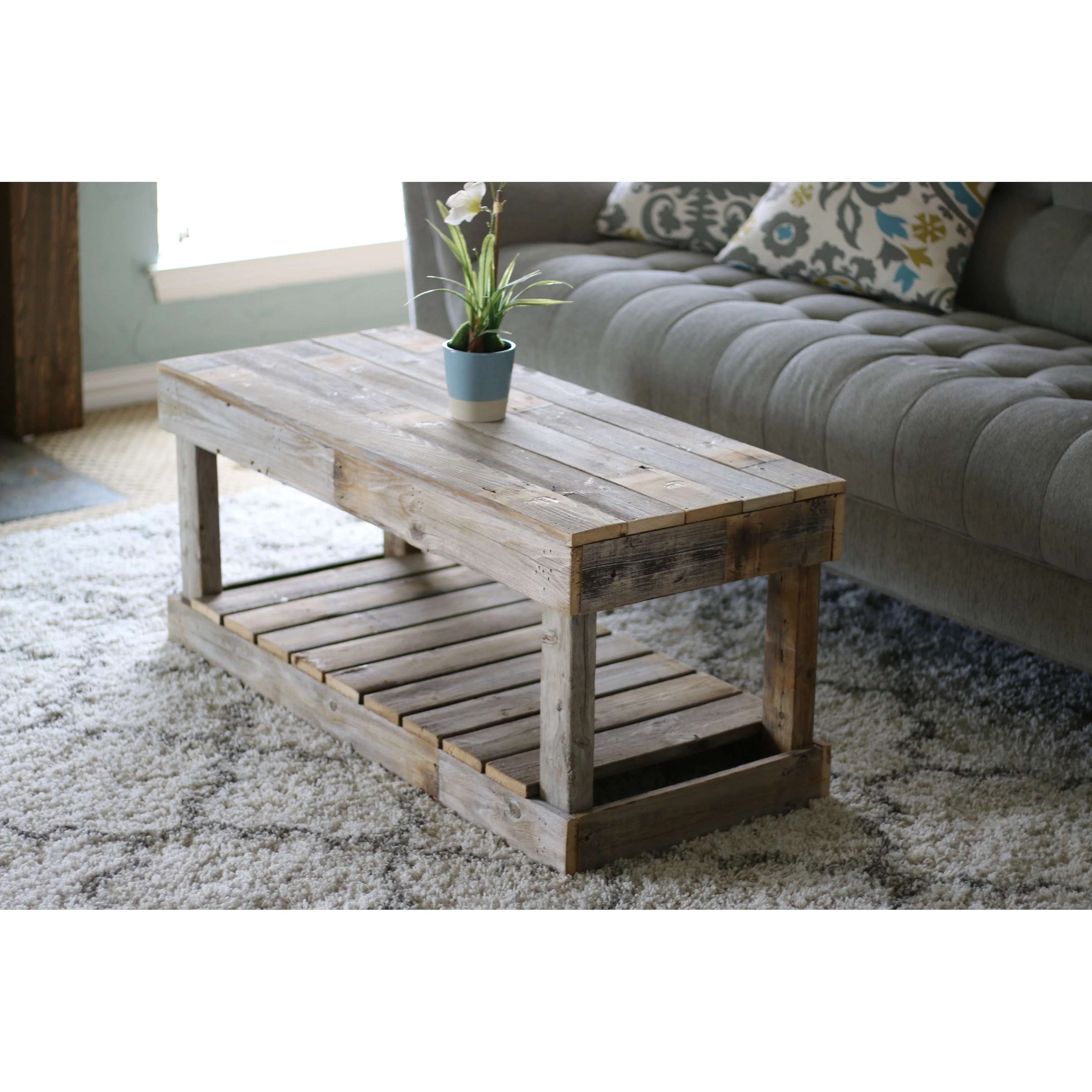 Handmade Slatted Bottom Reclaimed Wood Coffee Table