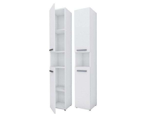 Meuble de salle de bain, blanc mat, blanc brillant, 30 x 174 x 30 cm