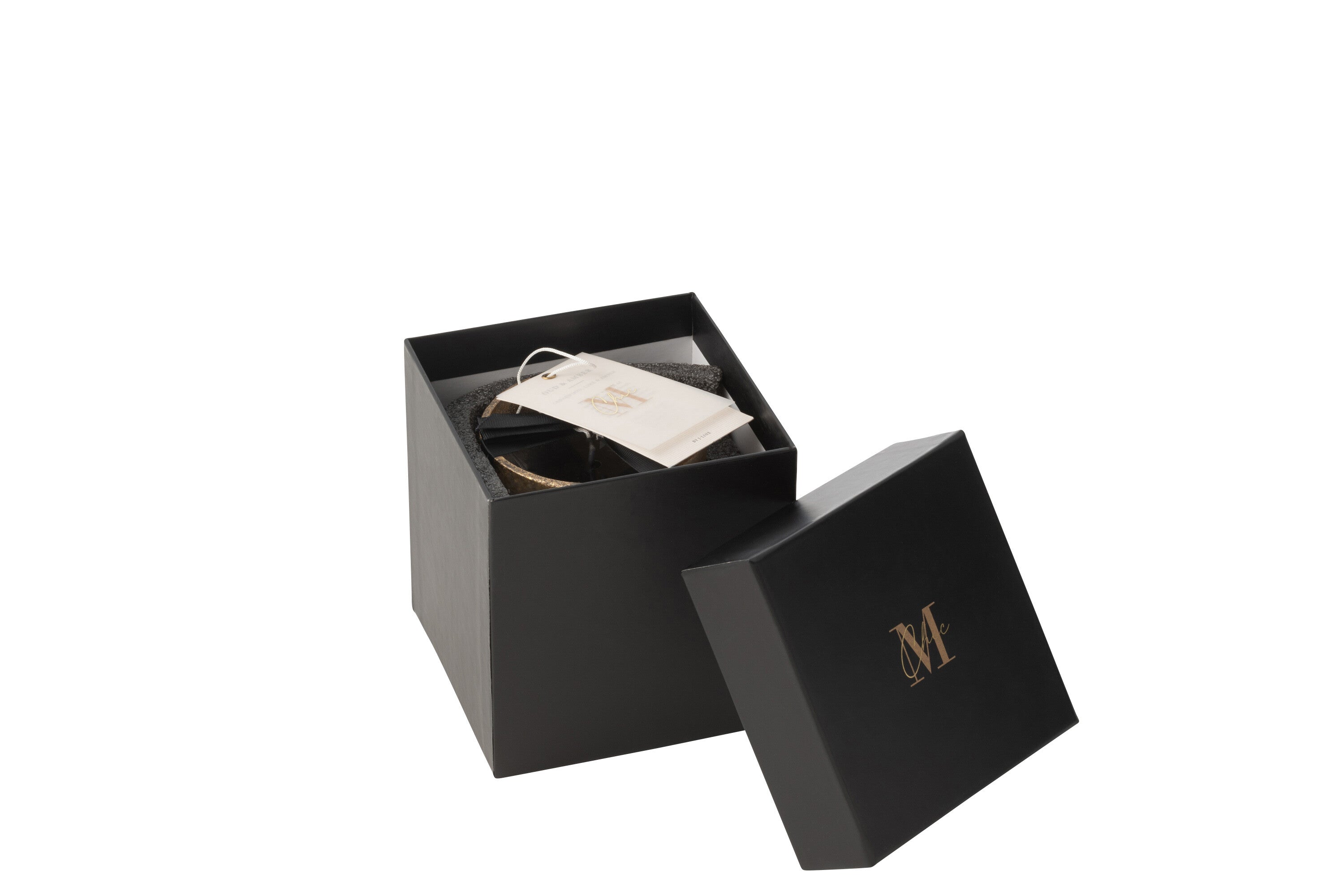 J-Line geurkaars M-Chic - Oud & Amber - glas - goud/zwart - small - 48U