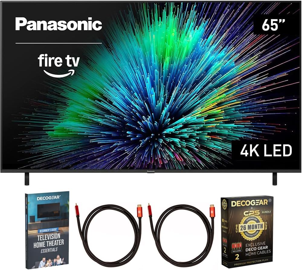 Panasonic TV-65W70BP W70 Series 65 inch LED 4K Ultra HD Smart Fire TV Bundle with 2X 6FT Universal 4K HDMI Cable  Theater Essentials and CPS Exclusive 26 Month Protection Pack (BEACH-CPS-26M1000ATV)
