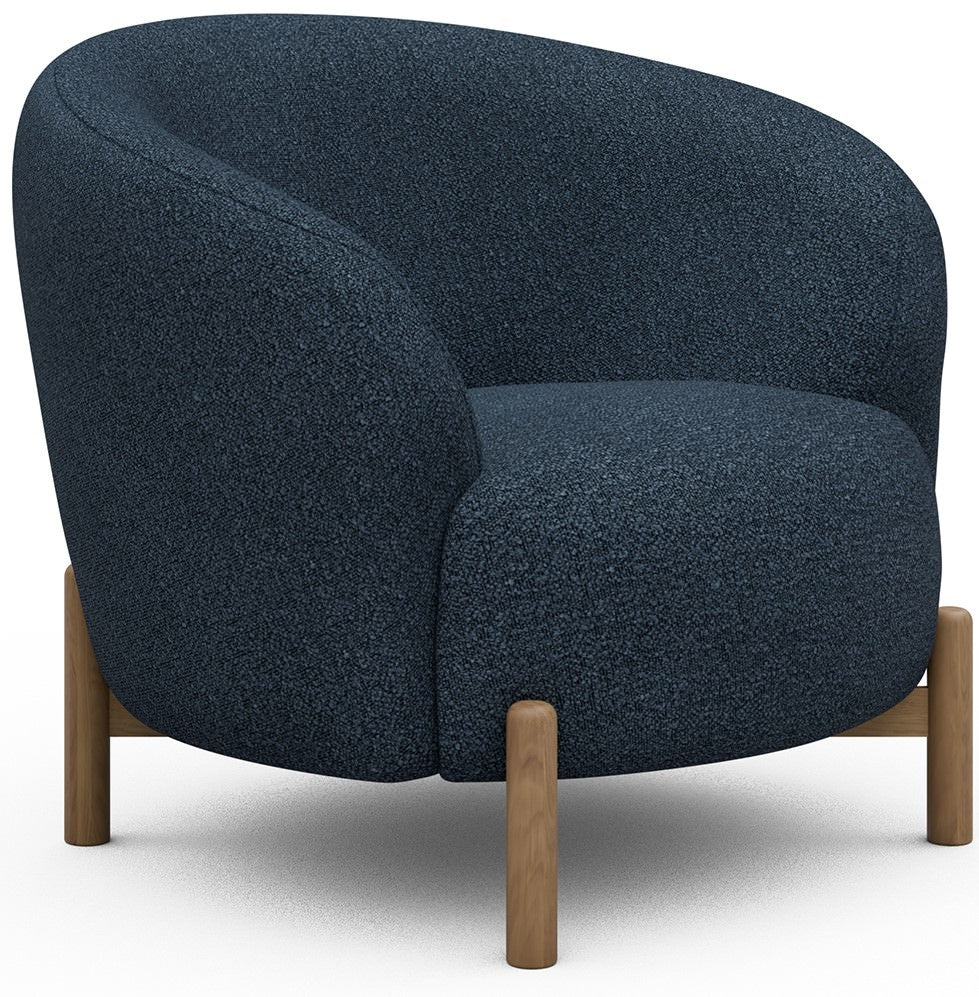 Kragelund Gran Fauteuil Blauw Bouclé   Eiken