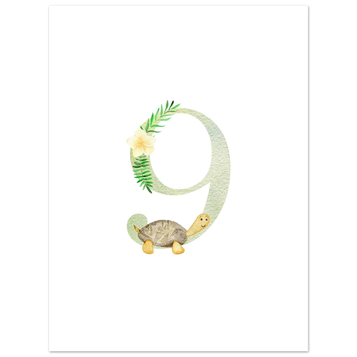 Artfulprints Poster Cijfer 9 kinderkamer  - 30x40 cm - Meerkleurig