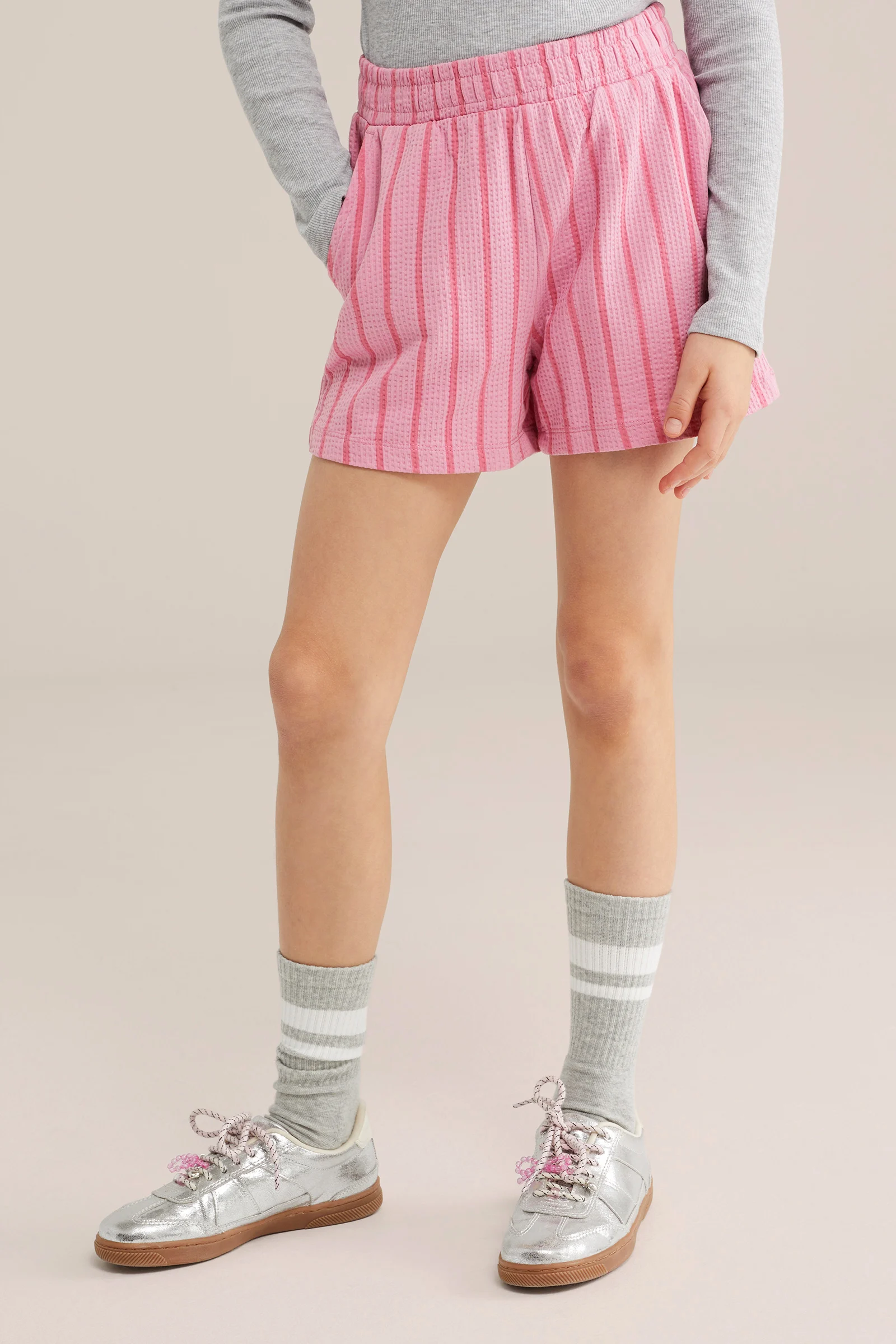 Meisjes seersucker short met streep