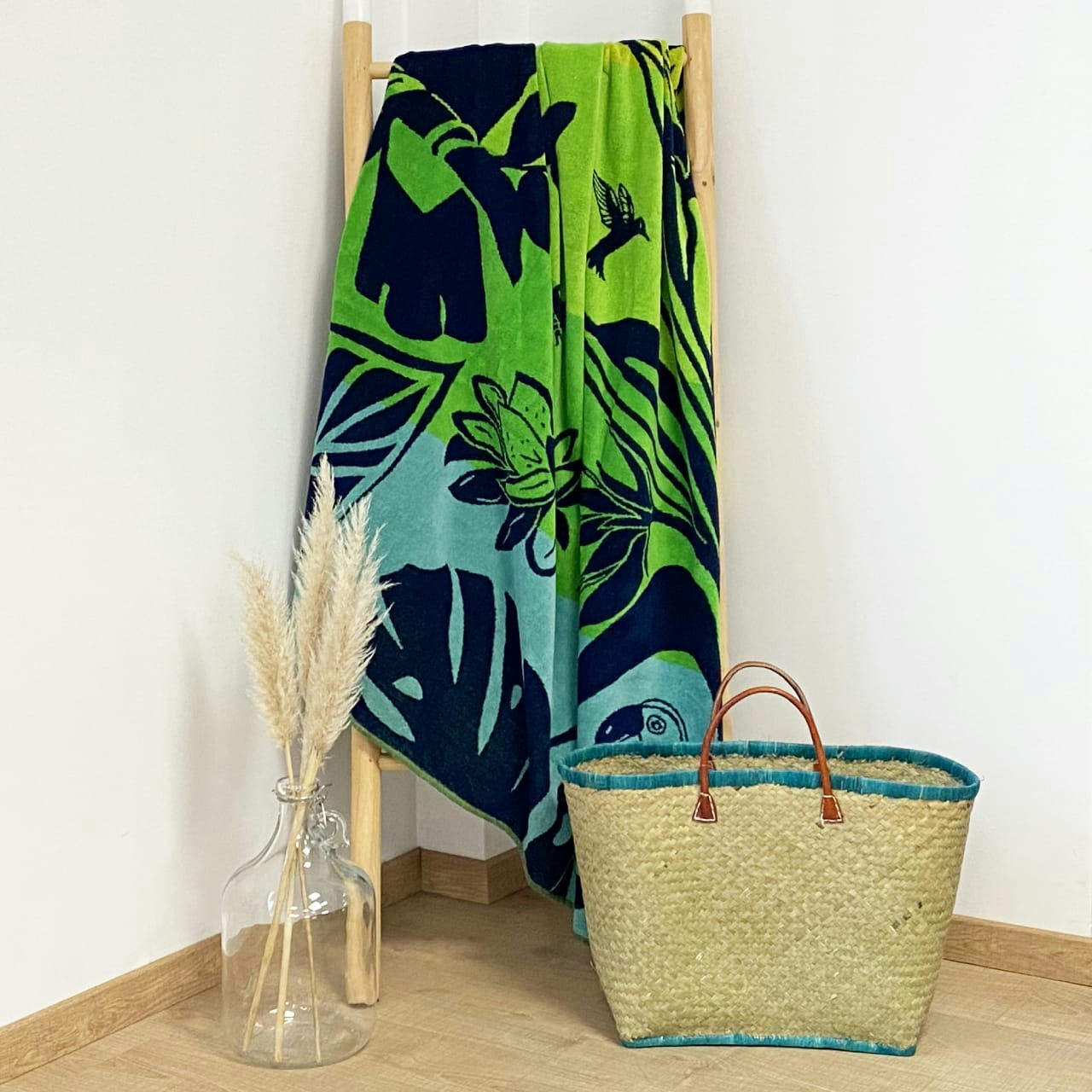 PLAGE - Serviette de plage éponge velours Jacquard Strany 140x180 400g/m²