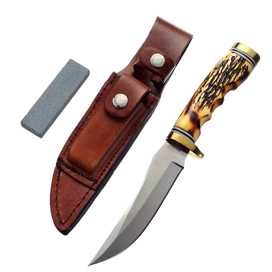 Uncle Henry Golden Spike Hunting Knife w/ Leather Sheath