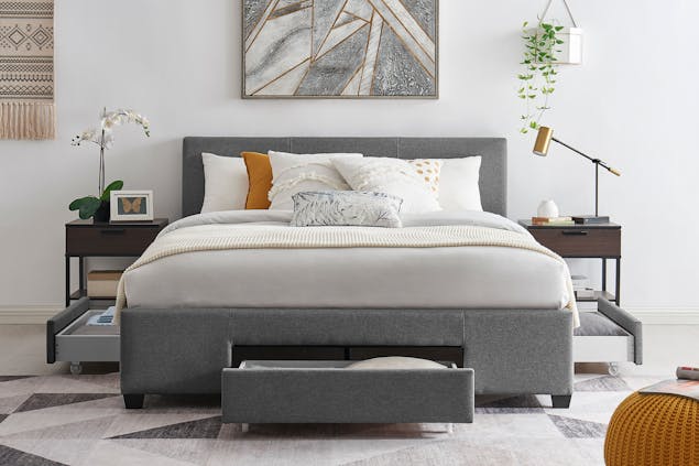 NNEKGE Bed Frame - Venice 3 Drawer Collection (Charcoal)