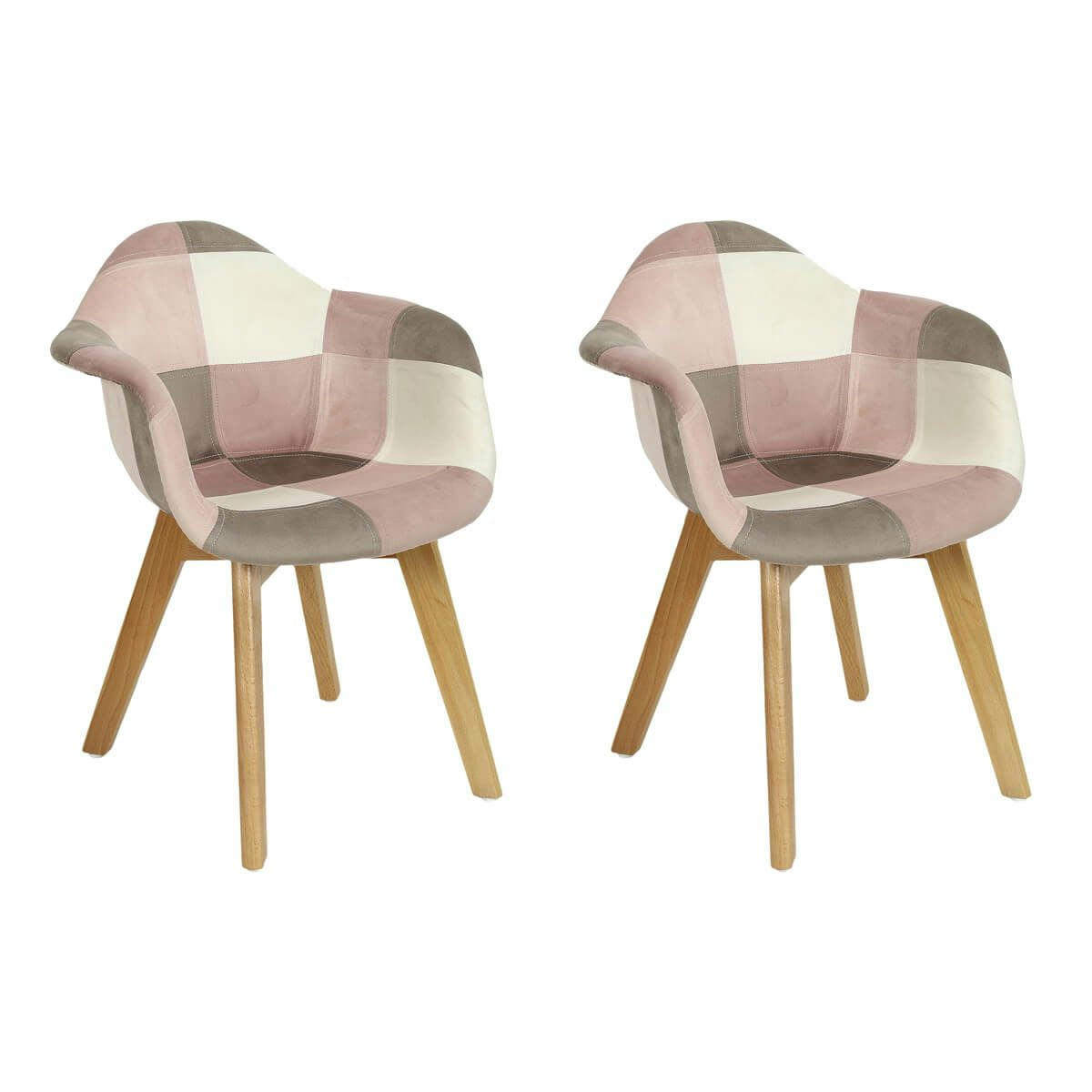 LEELA - Lot  de 2 fauteuils enfant roses motif patchwork