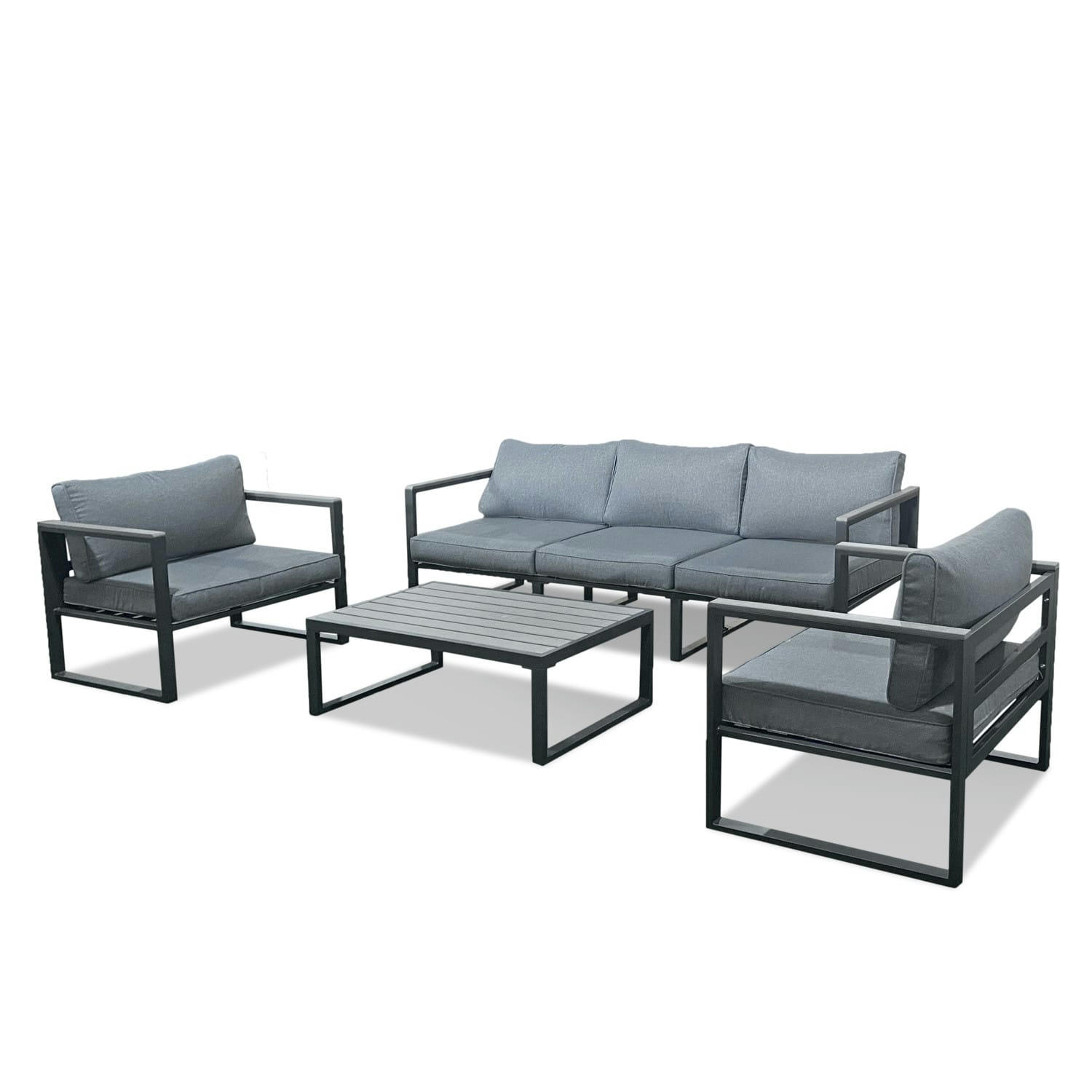 VINCENNES - Salon de jardin en aluminium et polywood gris antracite