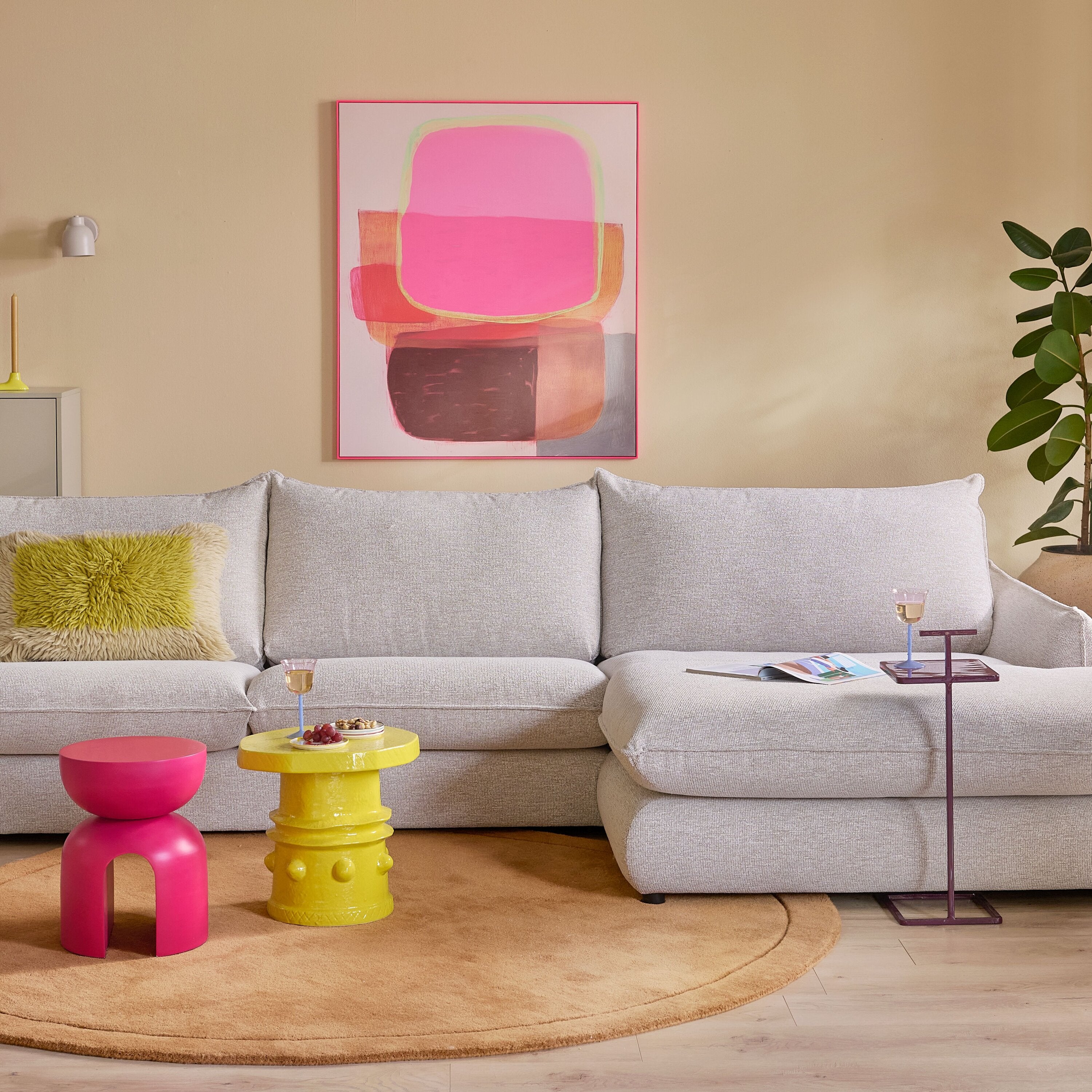 by fonQ Luminous Pop Schilderij 100 x 120 cm - Neon Roze