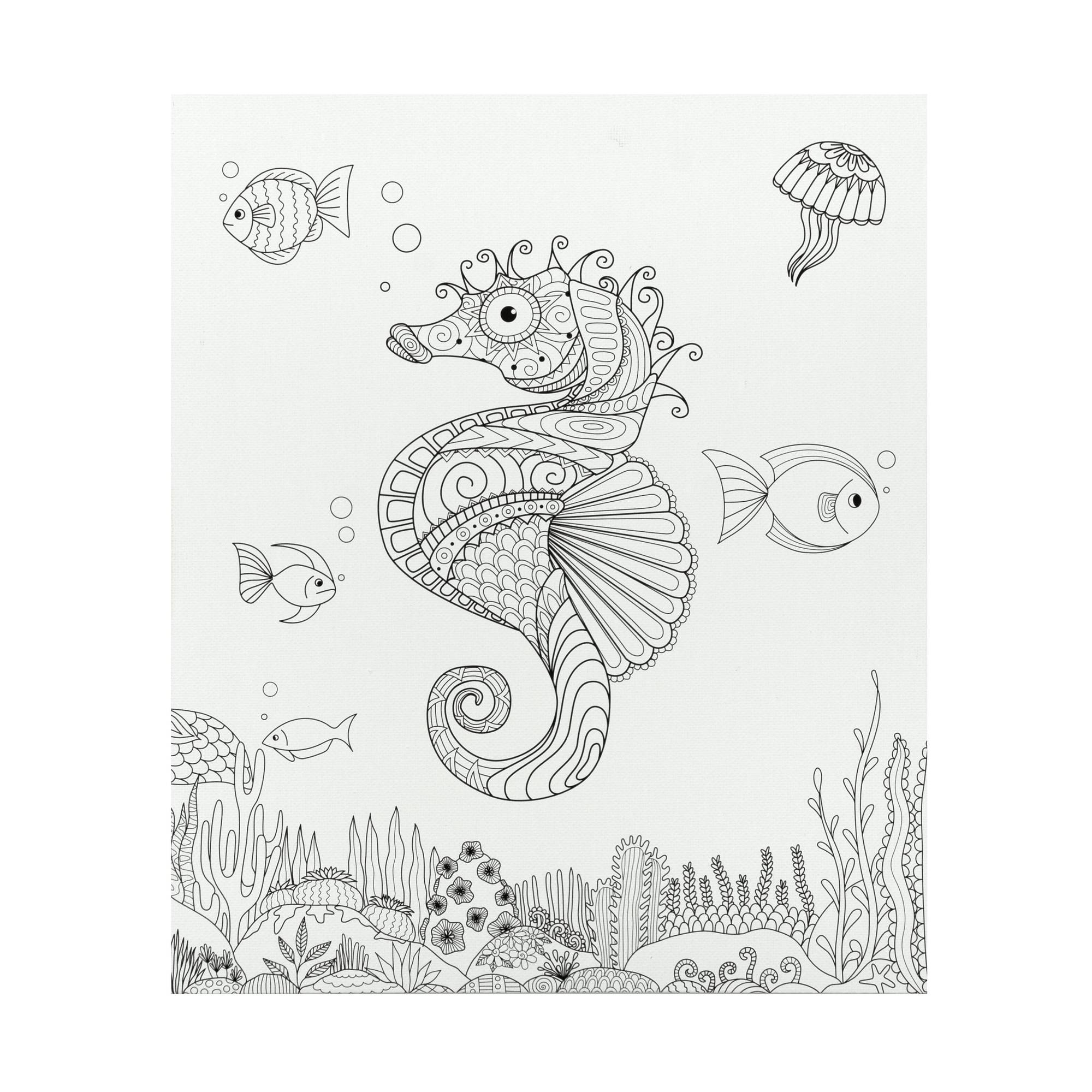 Seahorse Colour-in Canvas