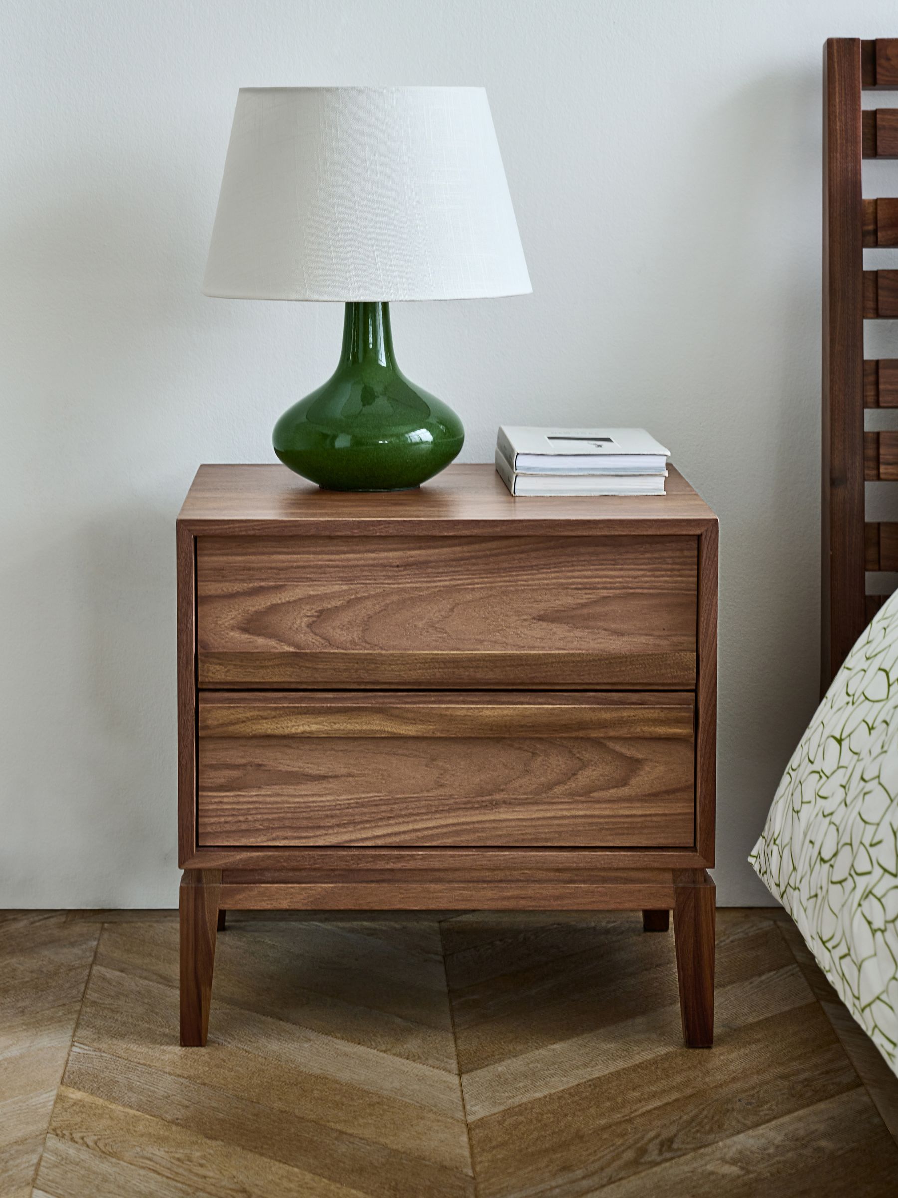 Jasper Conran London Walnut 1 Drawer Belgrave 2 Drawer Bedside Table