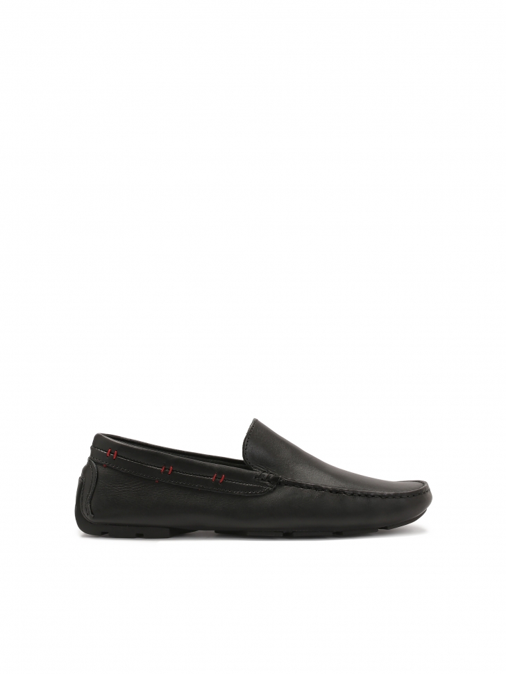 Black moccasins with red accents