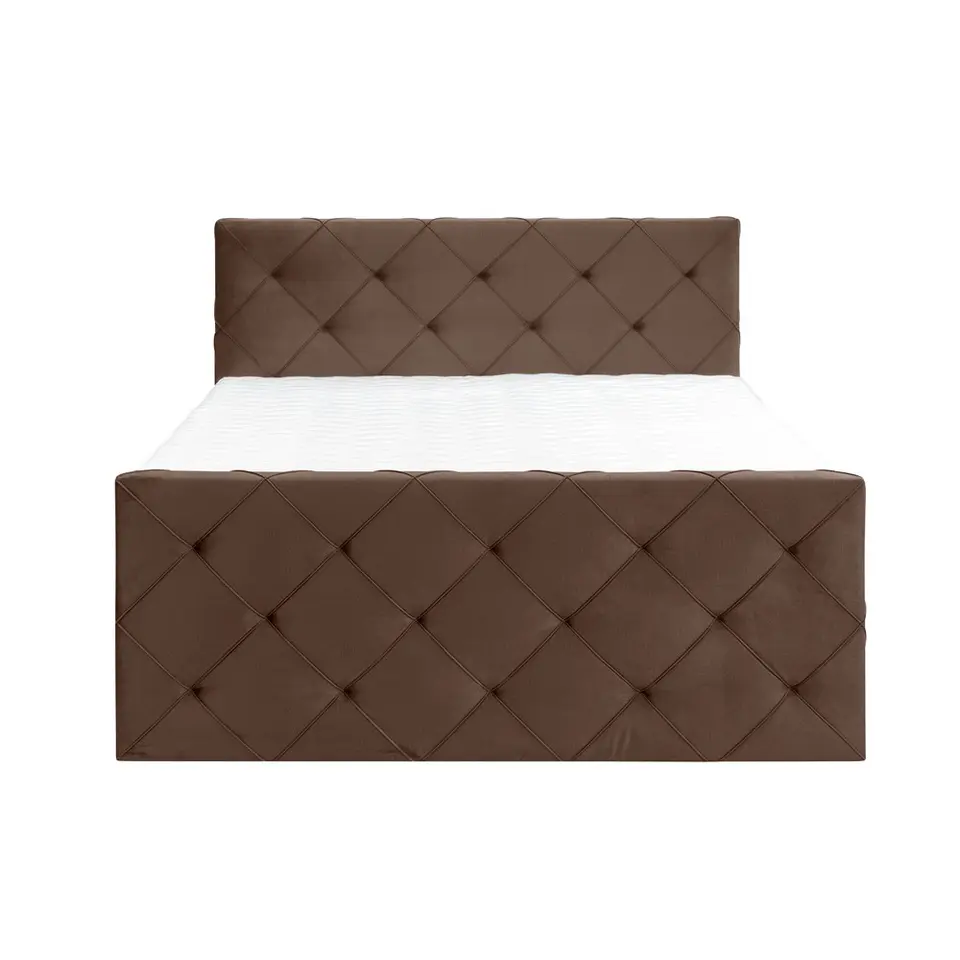 Boxspring met voetbord Liv geruit - bruin - 180x200 cm - ronde poot