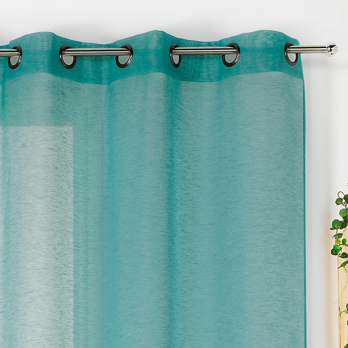 - Voilage uni et dépolluant polyester turquoise 145x240 cm
