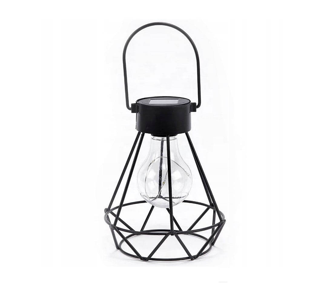 Diament lampa stołowa wisząca solarna czarna