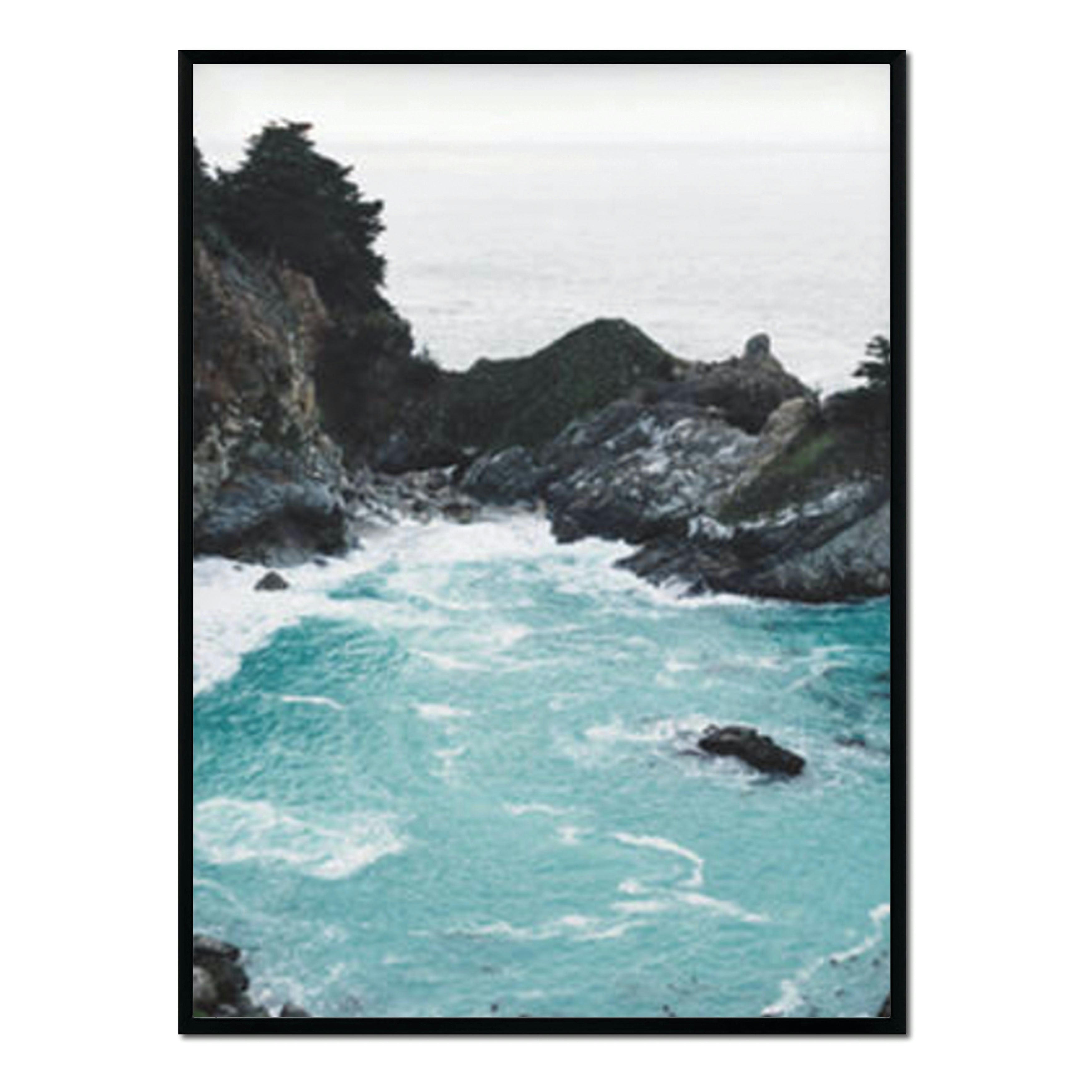 MAR - Affiche avec cadre noir - Plage de Rocky - 50x70