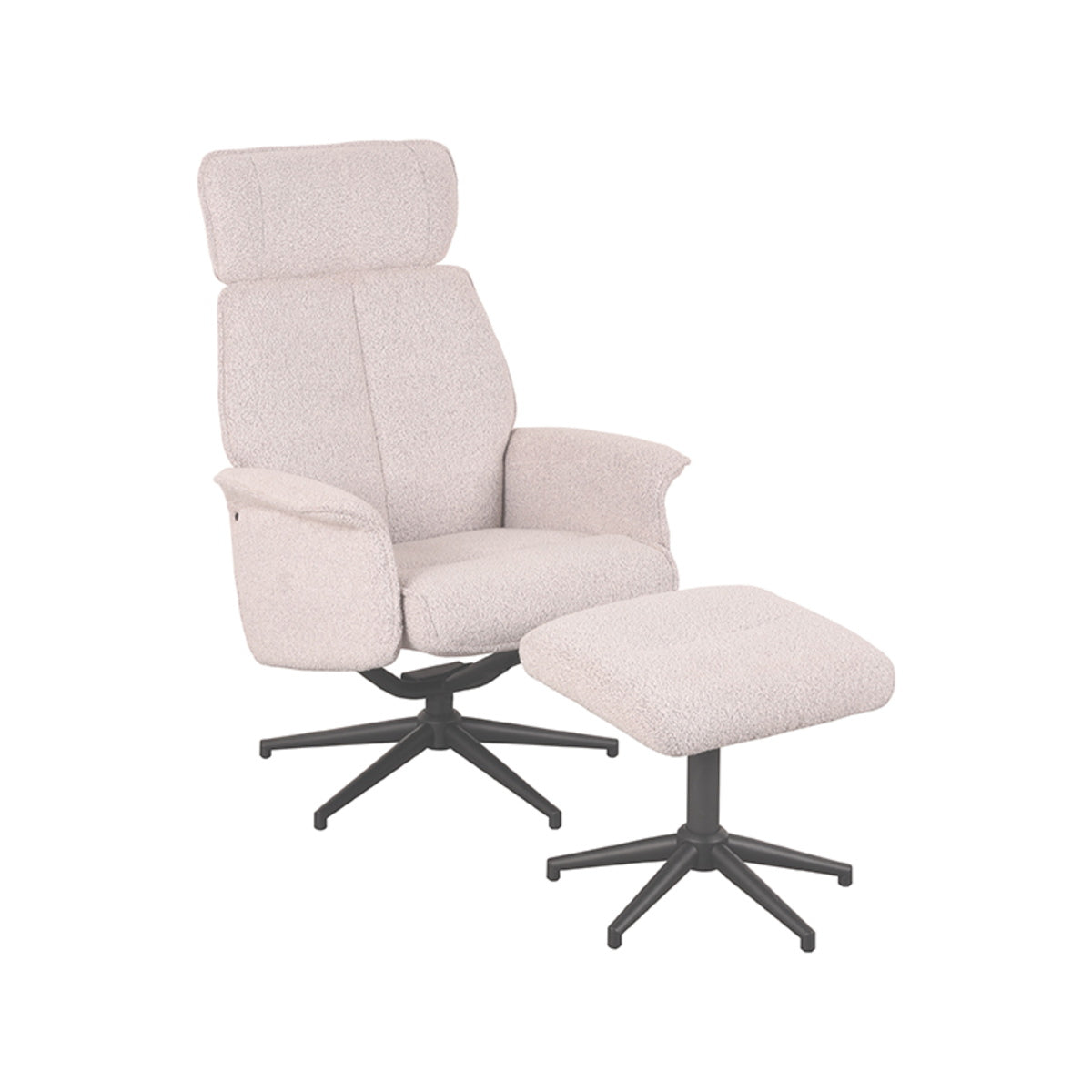 LABEL51 Fauteuil Verdal - Naturel Bouclé - Incl. Hocker - Draaibaar