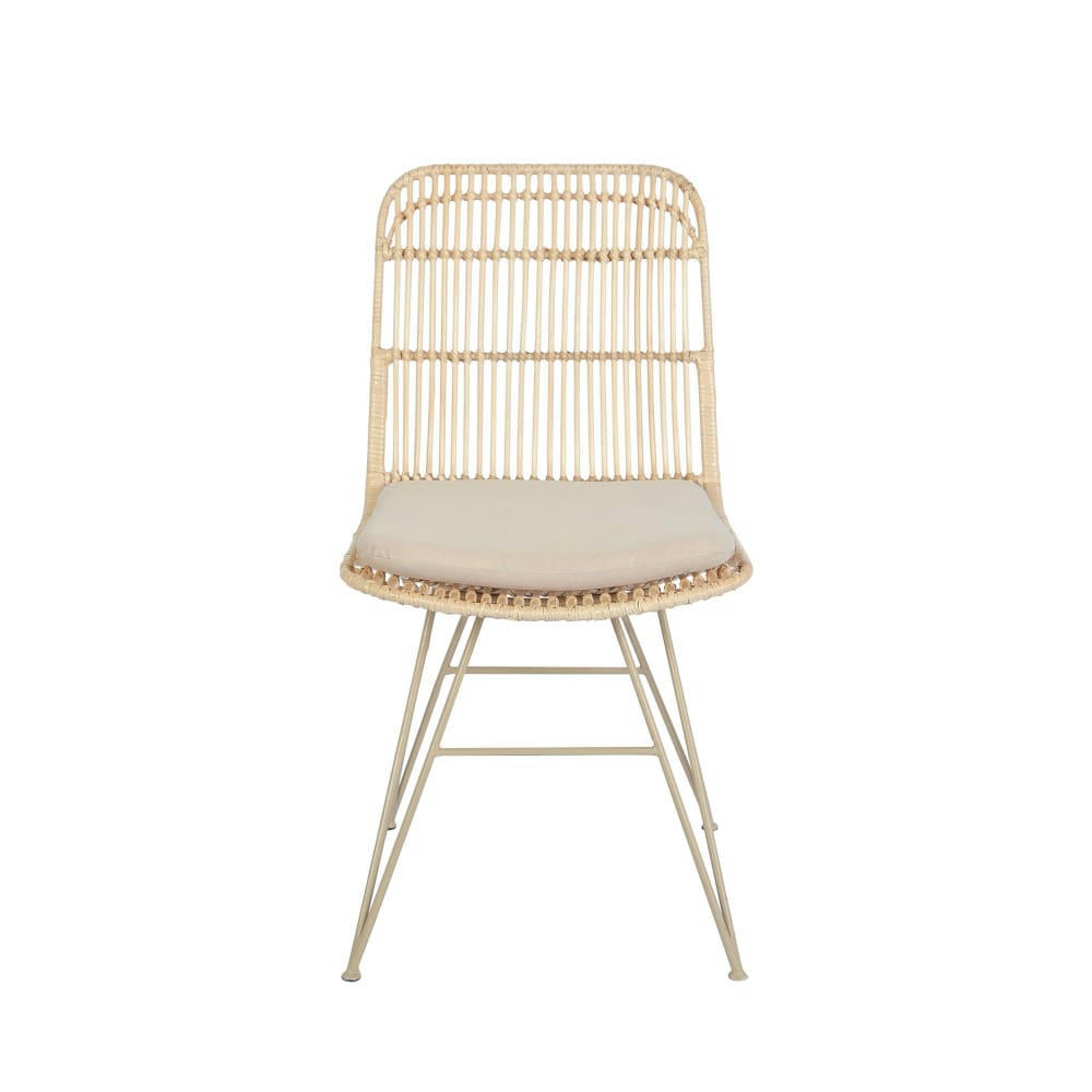 UYUNI - Lot de 2 chaises design en rotin pieds beiges