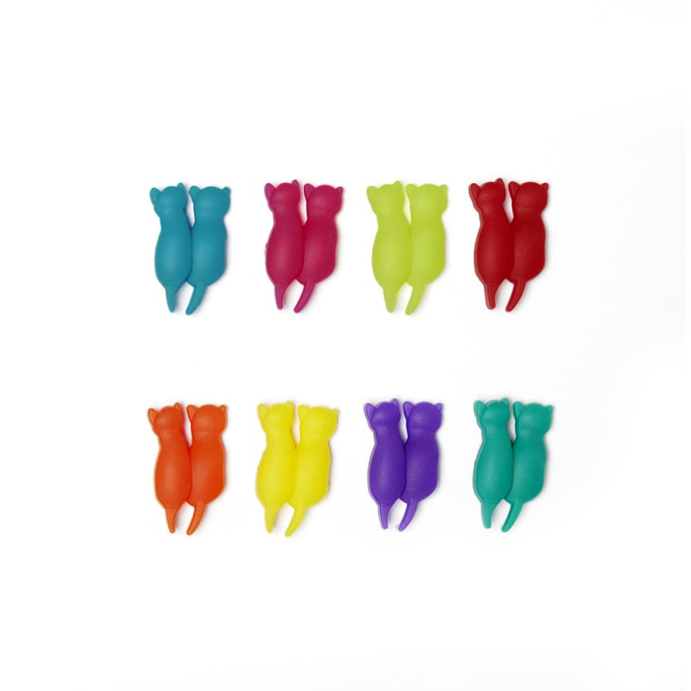 - Set de 8 marqueurs de verres chats silicone multicolore