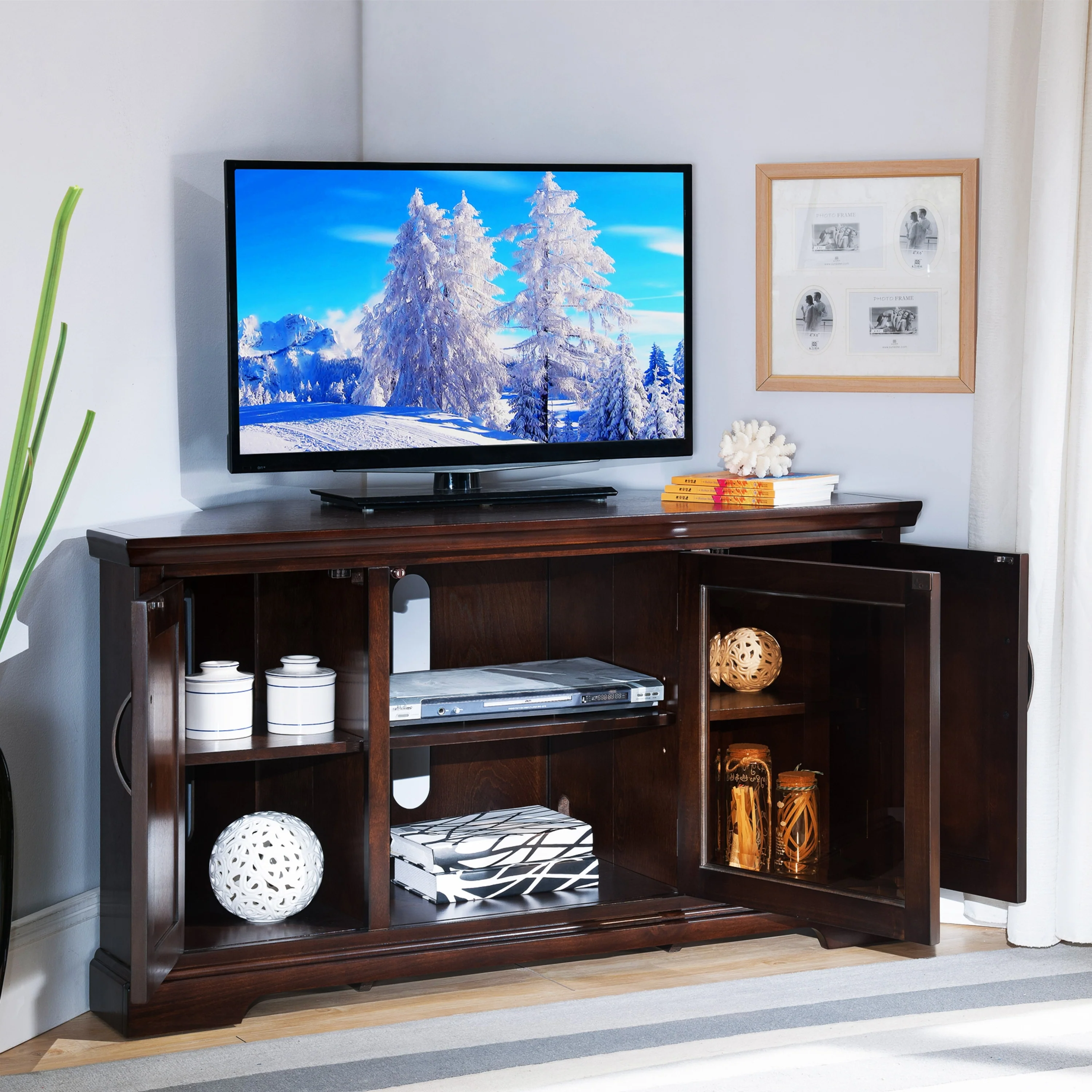 Leick Home Solid Wood Mission Corner TV Stand
