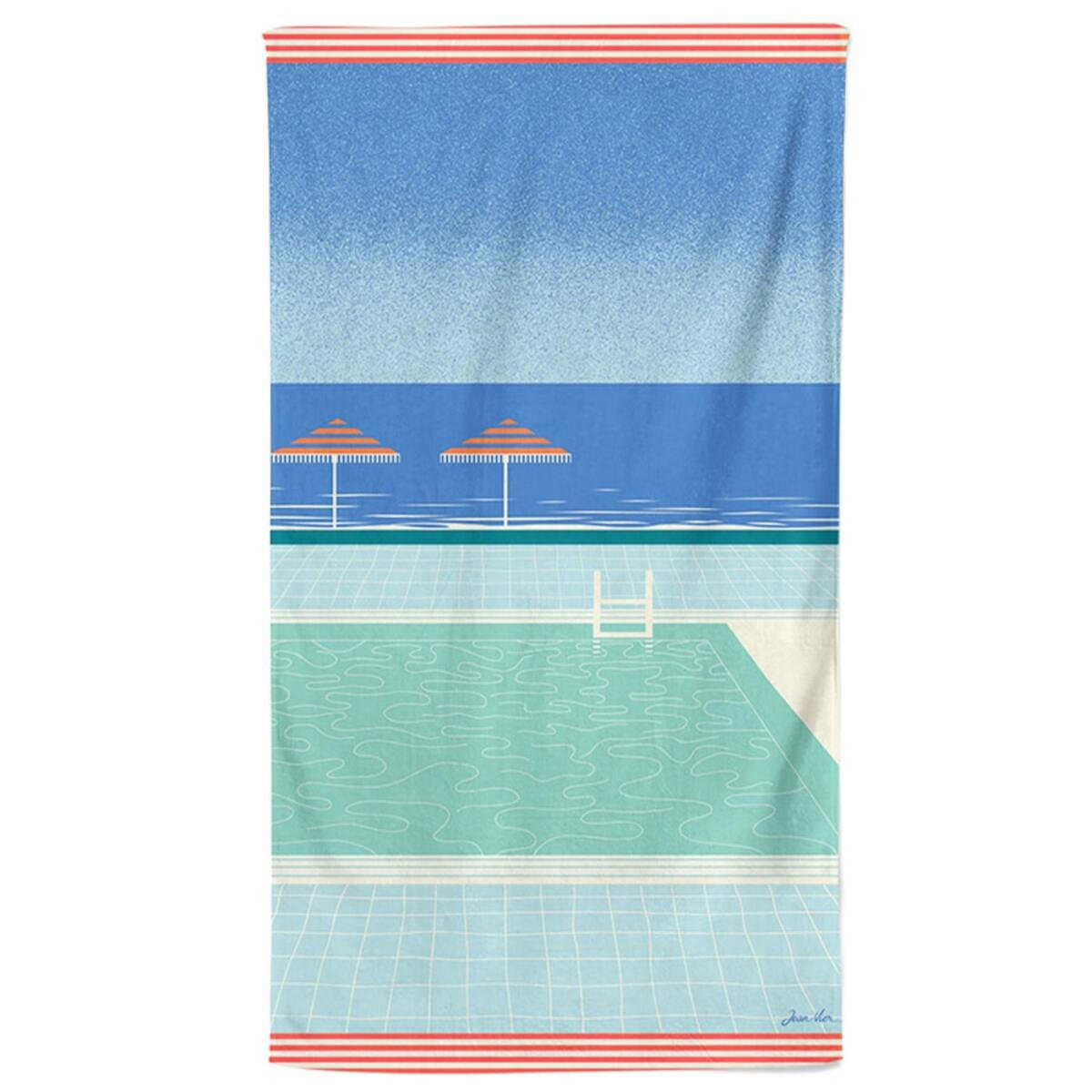 CHAMBRE D'AMOUR - Drap de plage coton Bleu 100x180 cm
