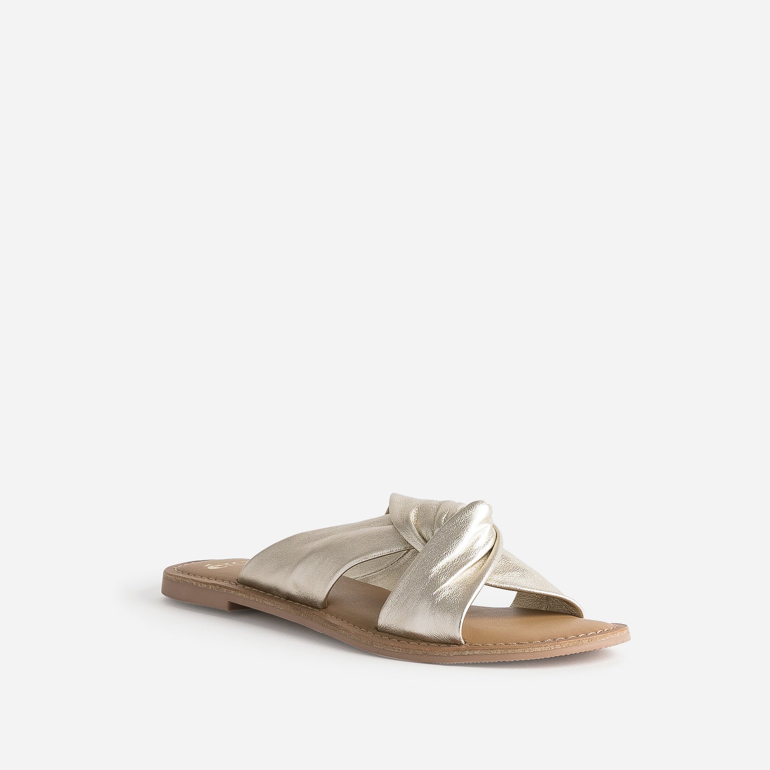 Mule TEXTO dorée en cuir à brides souples croisées