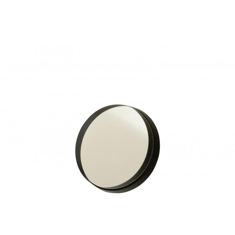 - Miroire rond avec bord noir en métal 30x30x5 cm