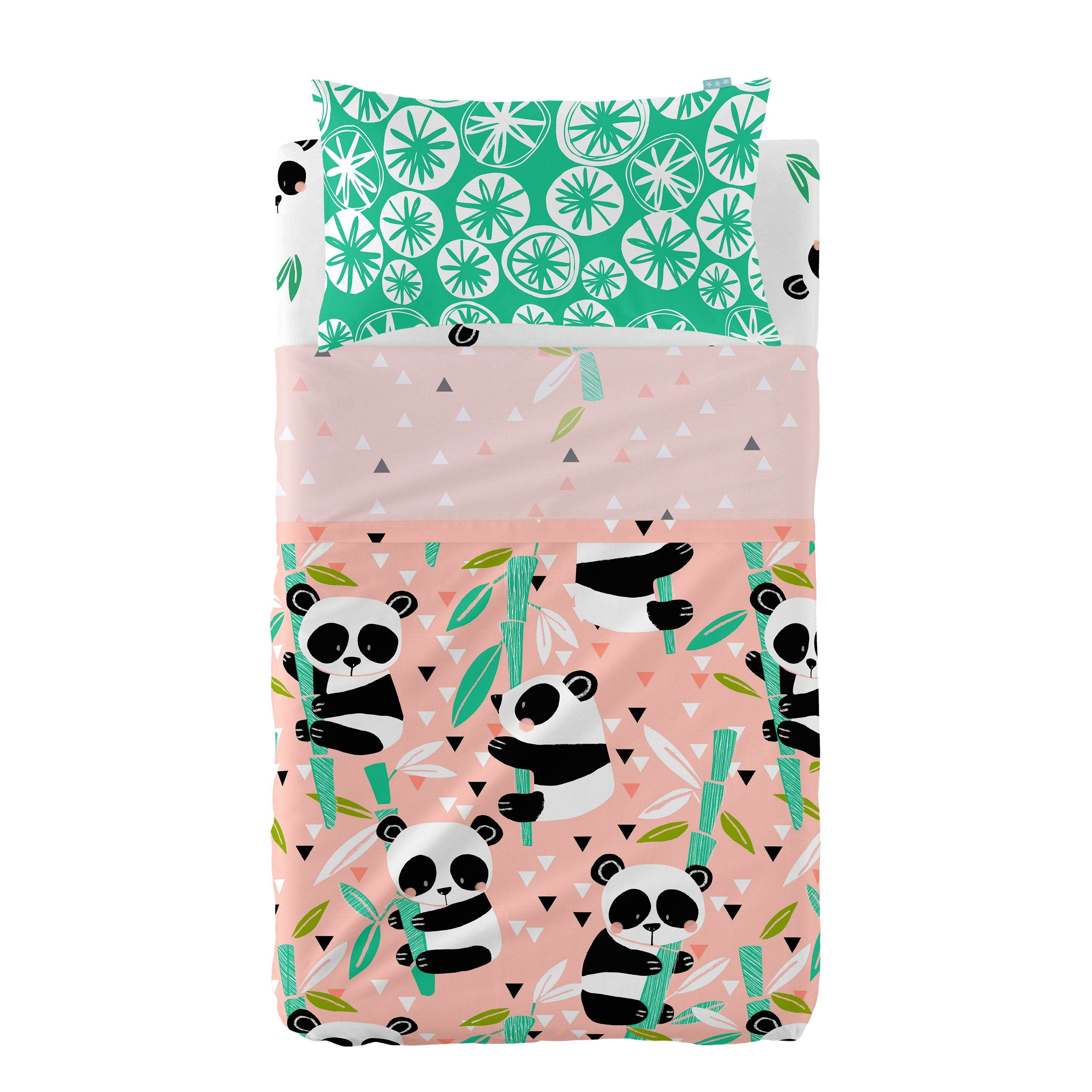 Panda garden Laken Set ledikant 2-delig Moshi Moshi, Rosa, 100% katoen