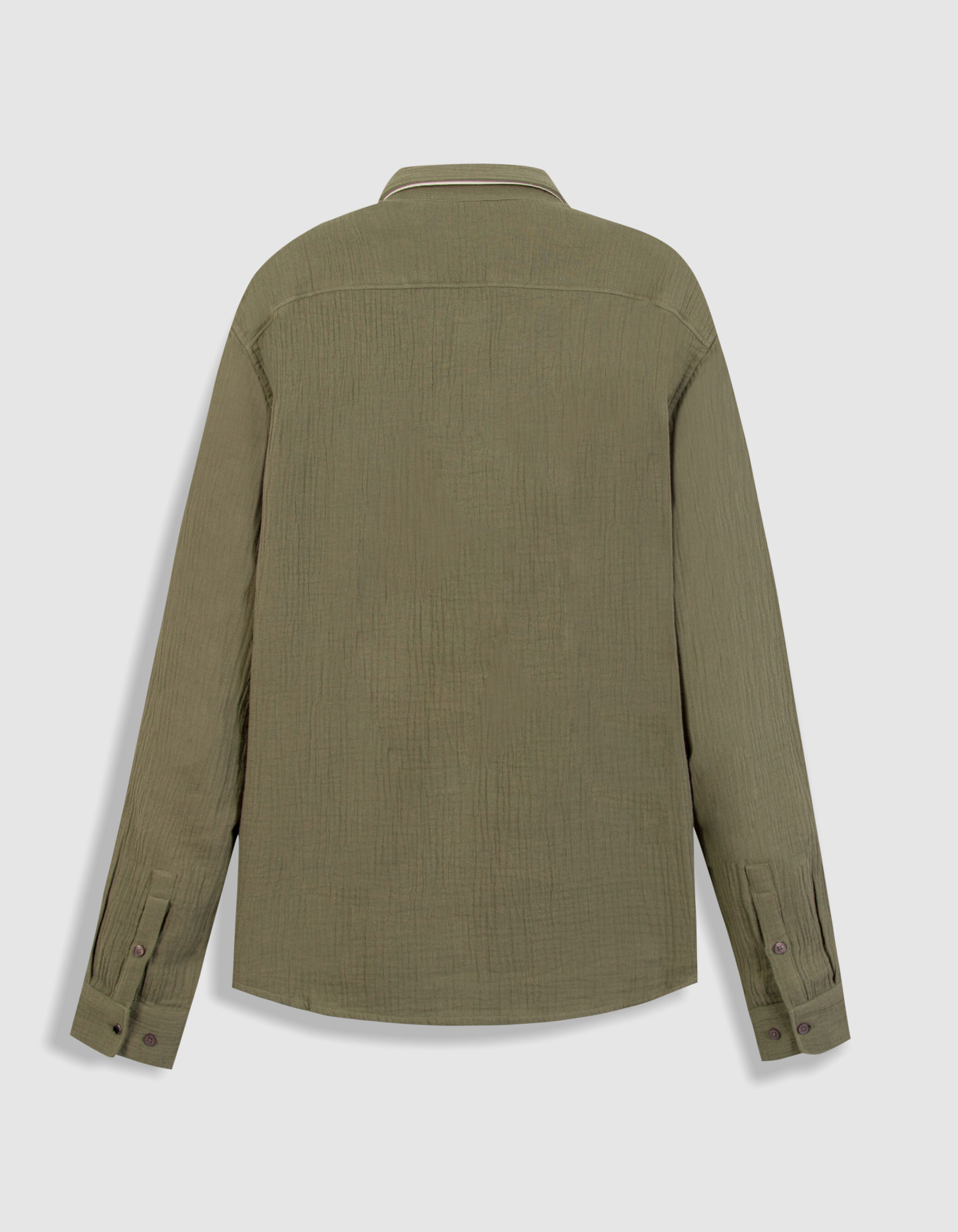 Chemise regular kaki gaze de coton bio Homme