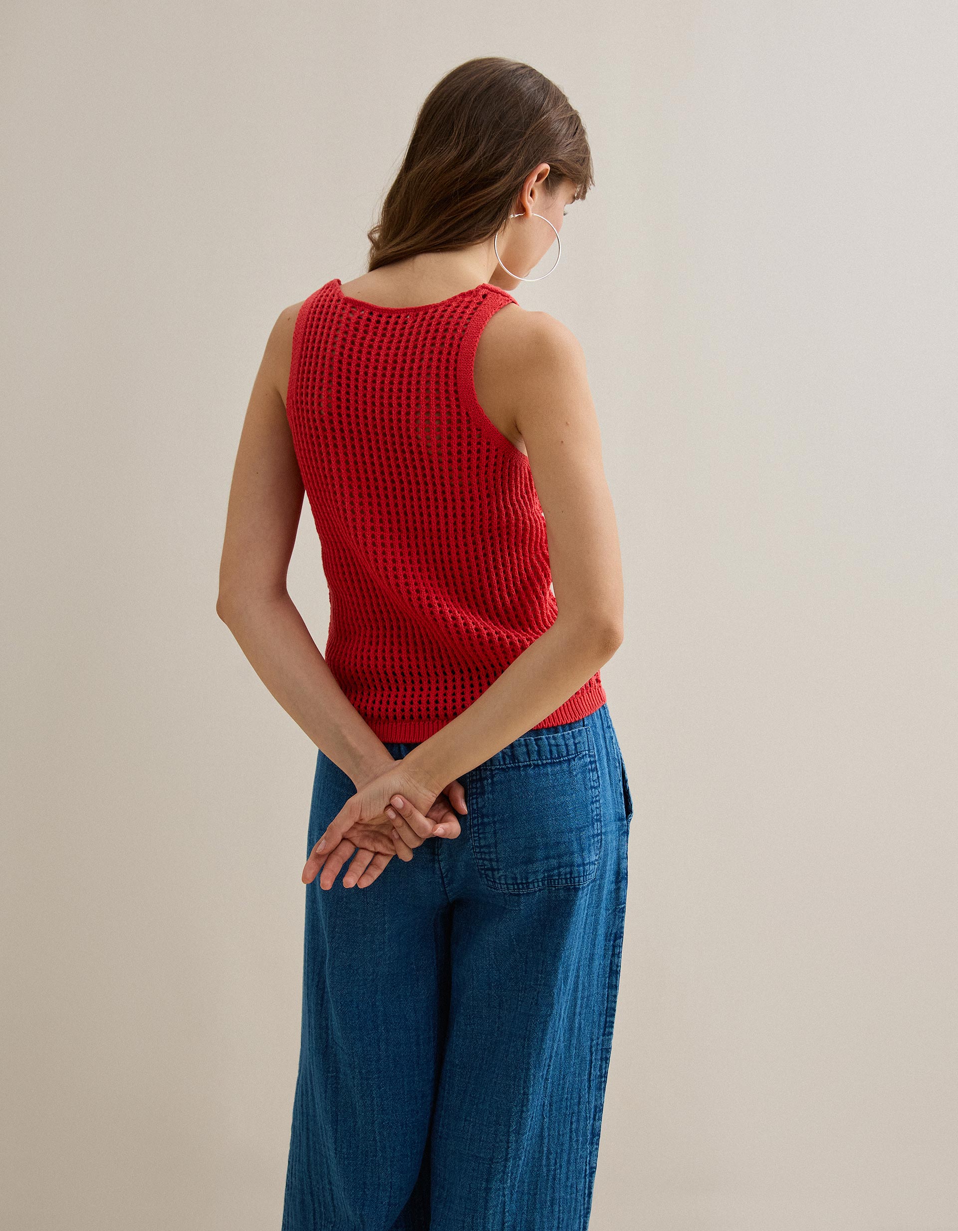 Top de Malha Crochet, Mulher, Rosa Escuro
