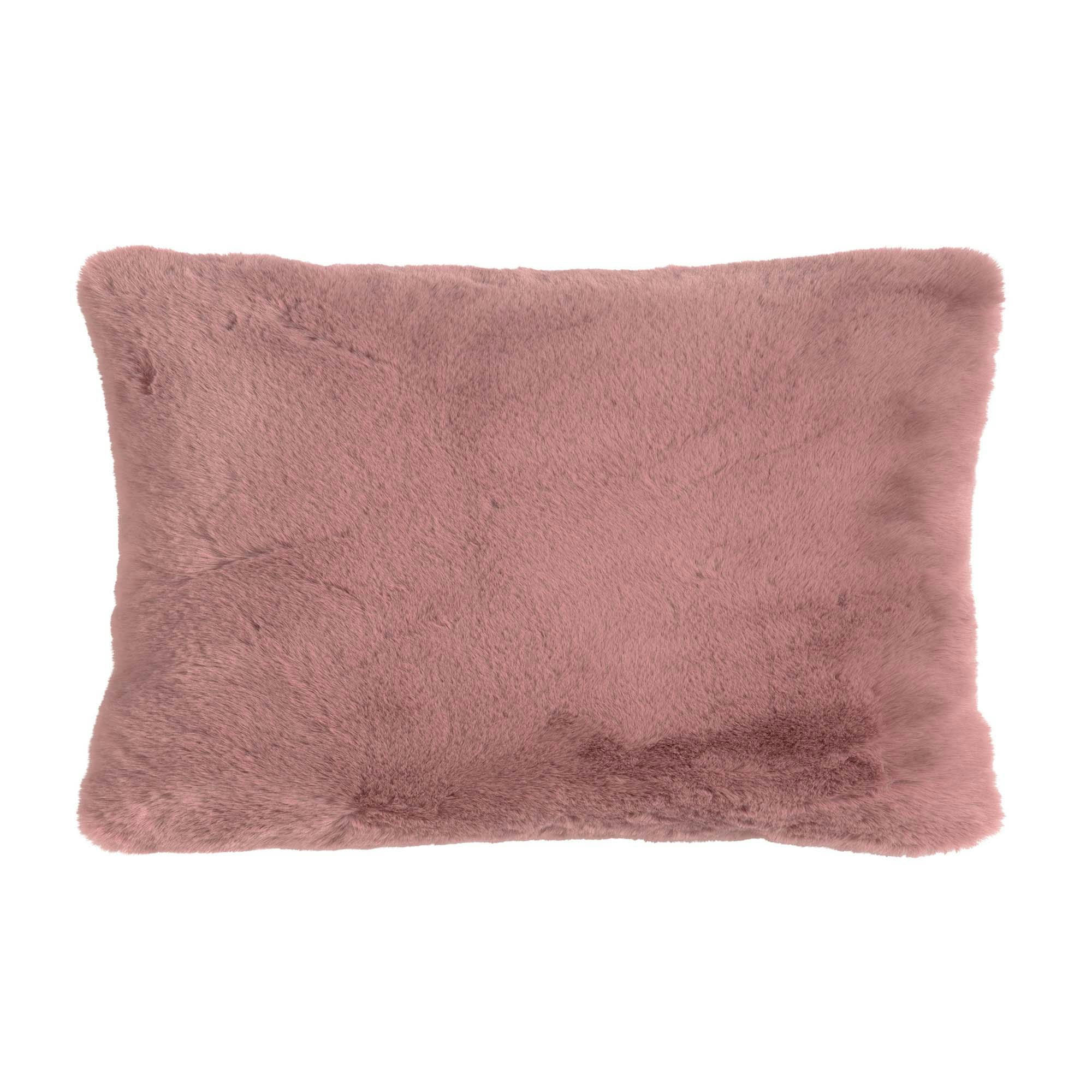 - Housse de coussin rose fausse fourrure-30x50 cm uni