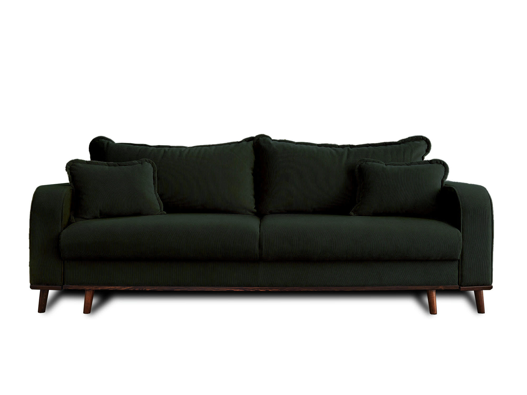 BILLIE - Canapé droit convertible 3 places en velours côtelé vert