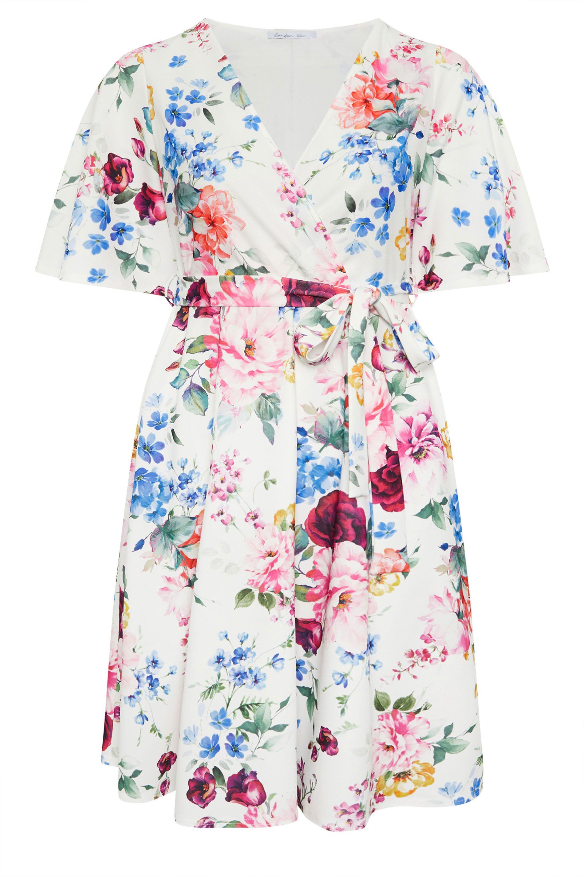 Yours Floral Wrap Skater Dress