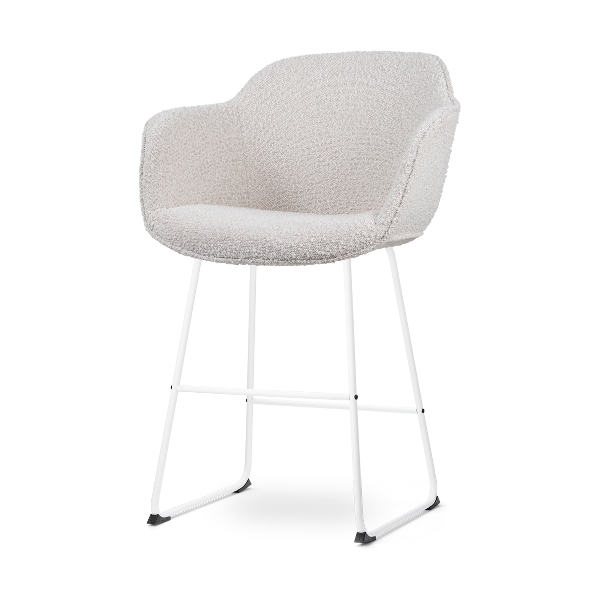 Nolon Nino-Mare Barkruk Bouclé Beige - Wit Onderstel- 65 cm
