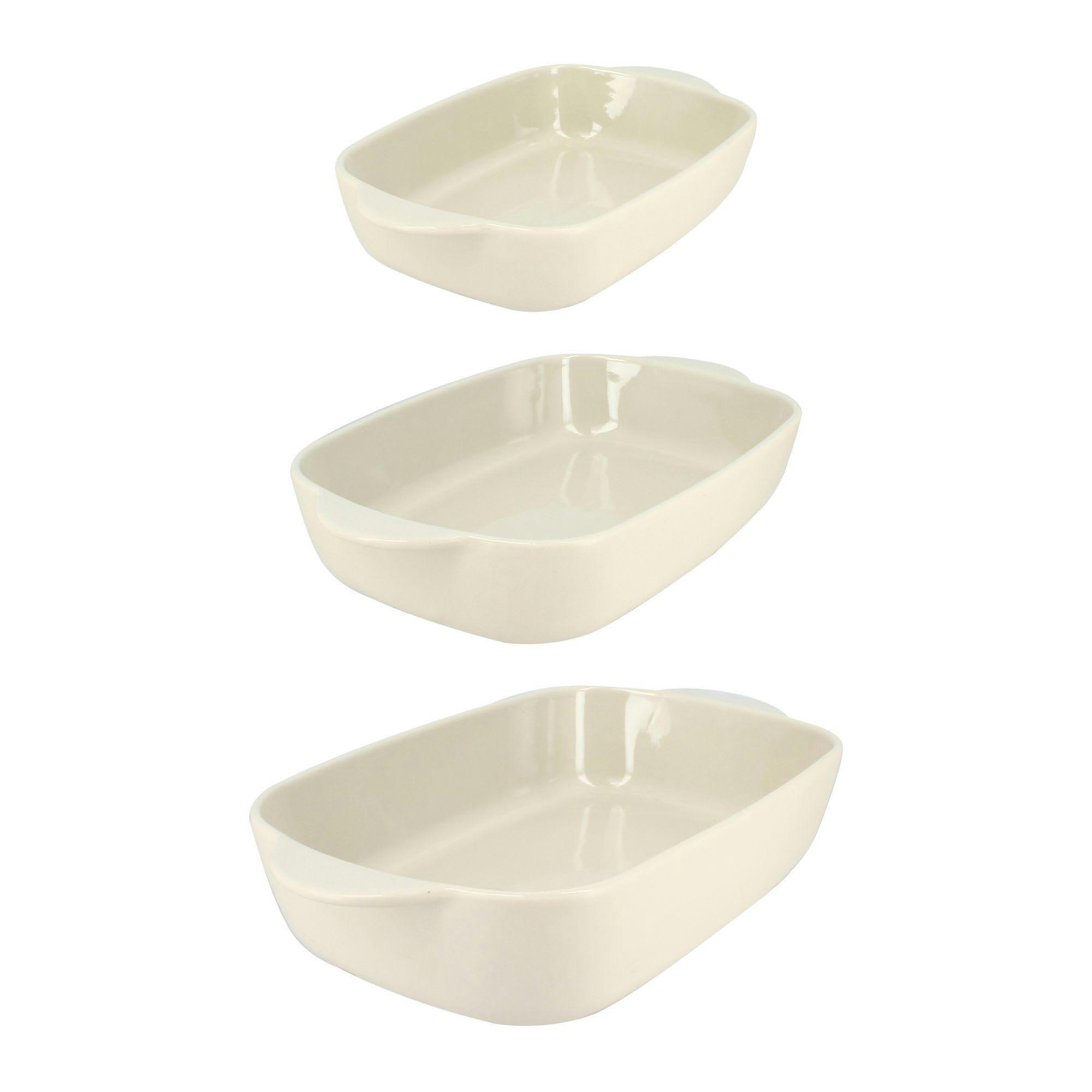 OCTAVE - Lot de 3 plats rectangulaire en grès beige