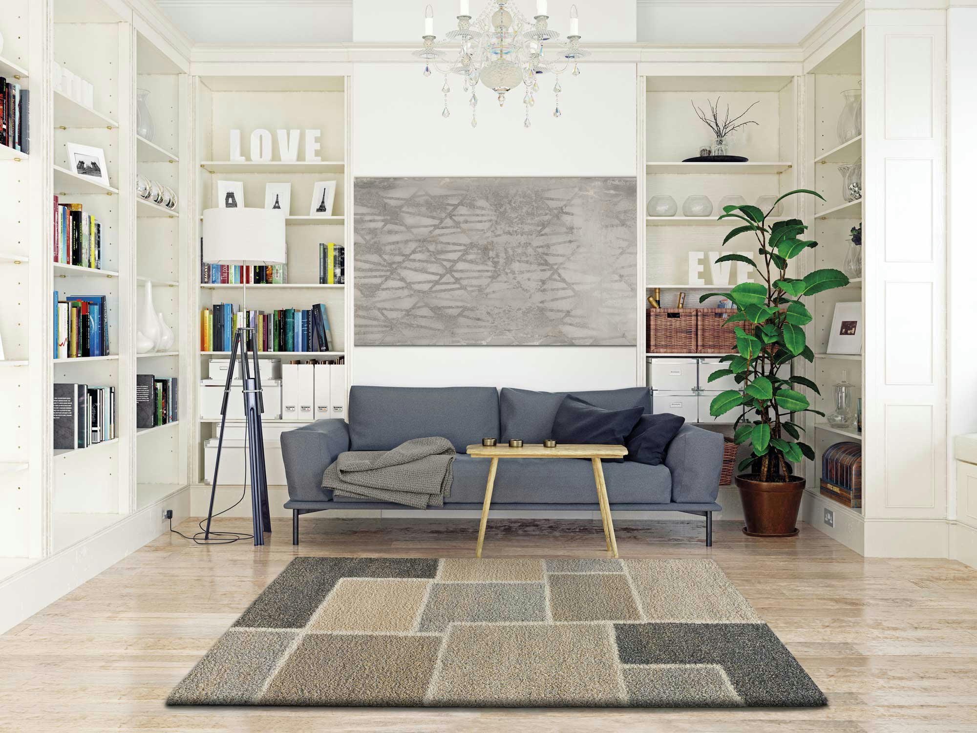 IRATI - Tapis shaggy géométrique beige, 160X230 cm