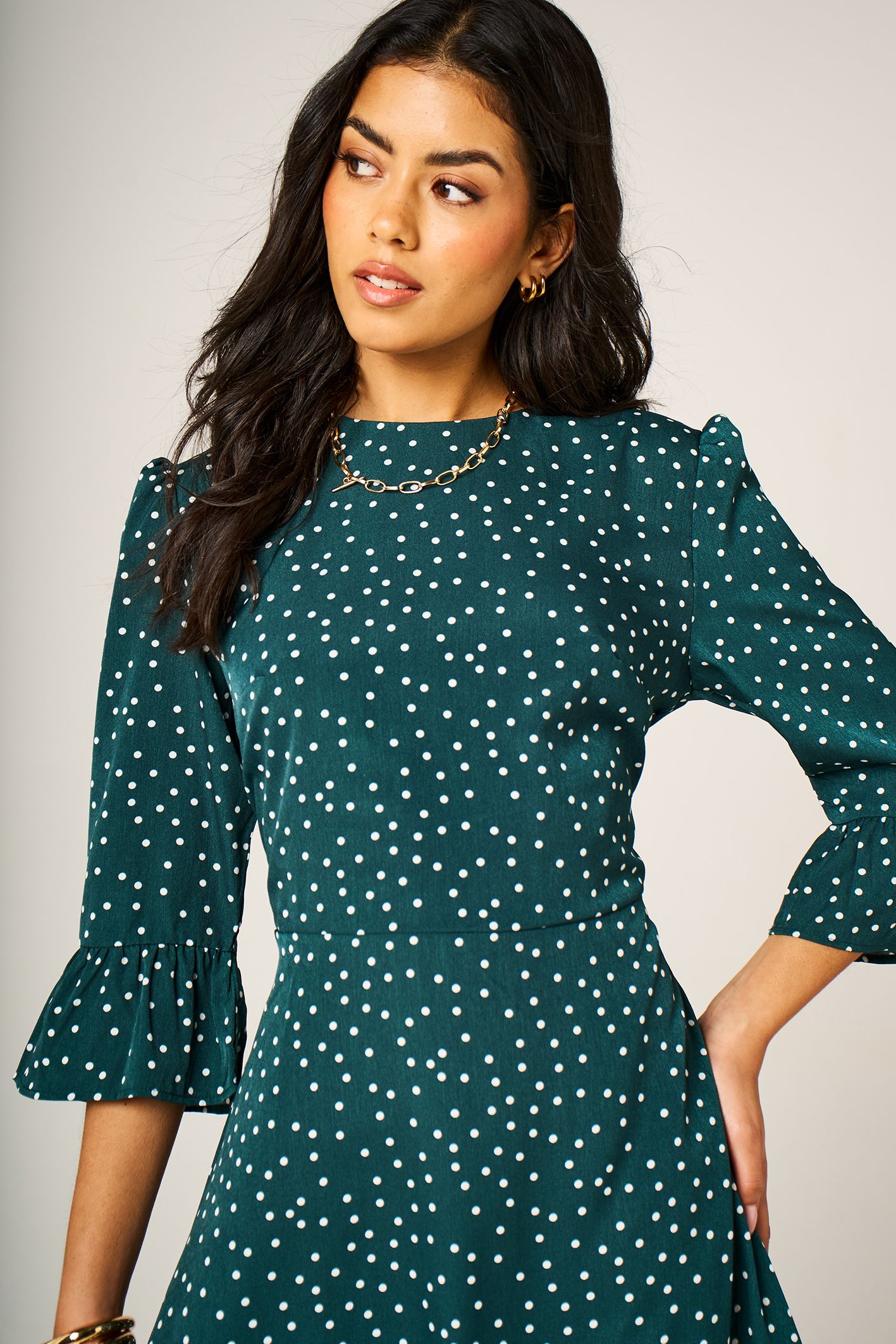 FS Collection Polka Dot Frill Hem Mini Dress