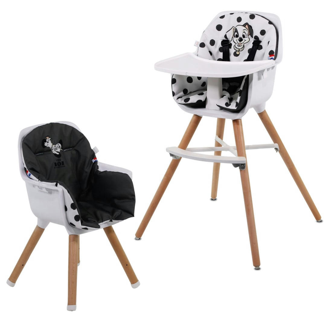 - Chaise haute blanche et hêtre coussin décor 101 dalmatiens