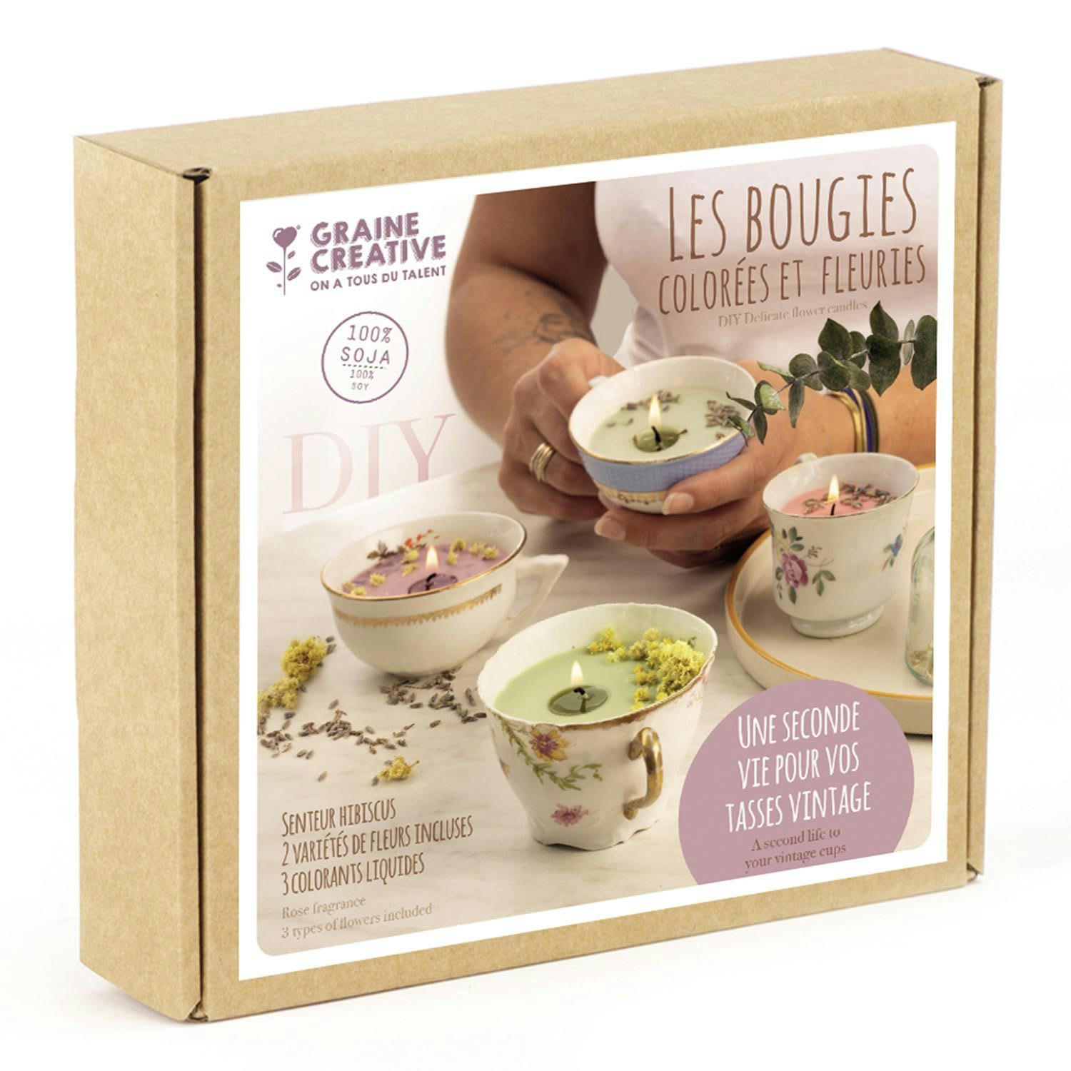- Coffret DIY bougies colorées et fleuries
