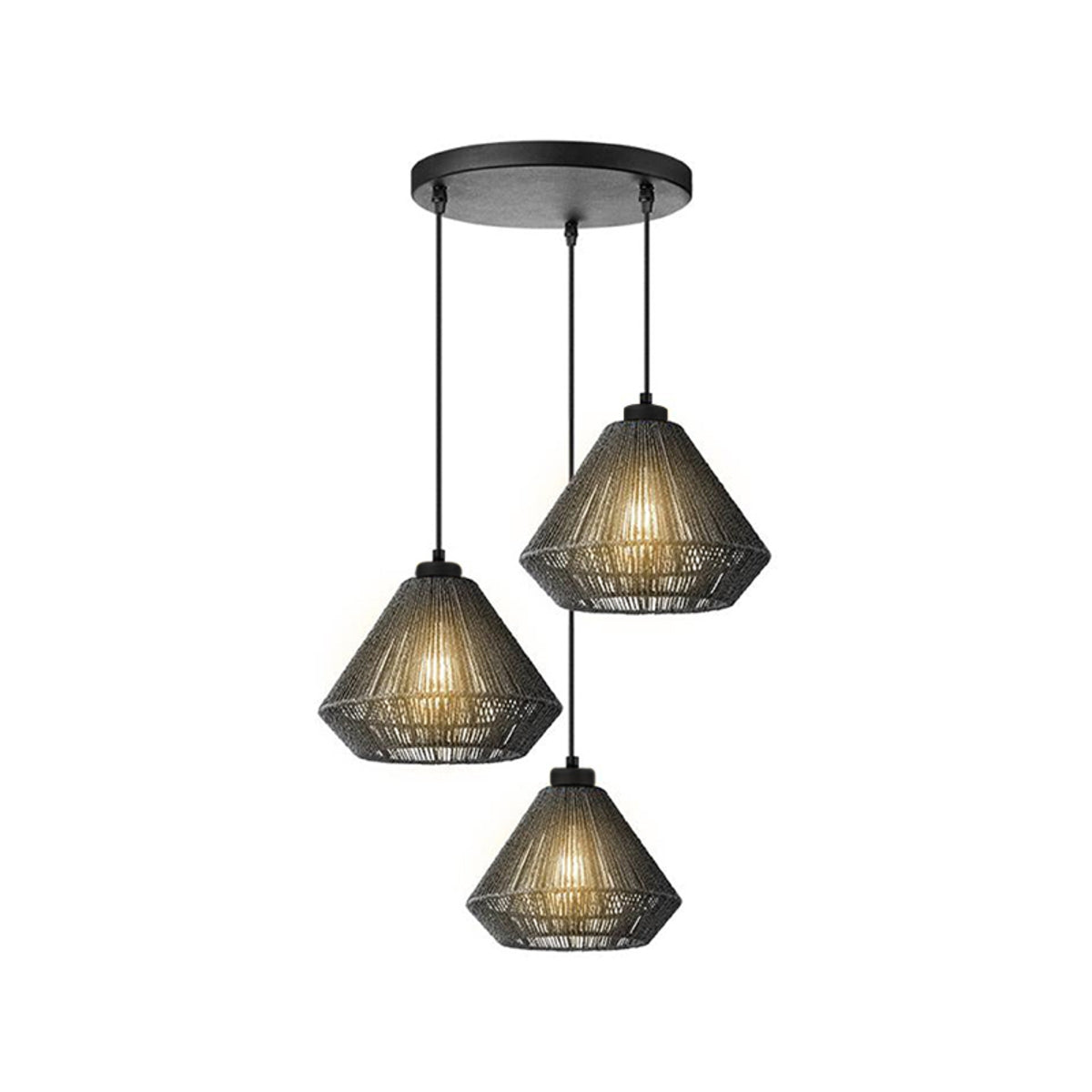 LABEL51 Hanglamp Ibiza Diamond - Zwart Jute - 30x30x150cm