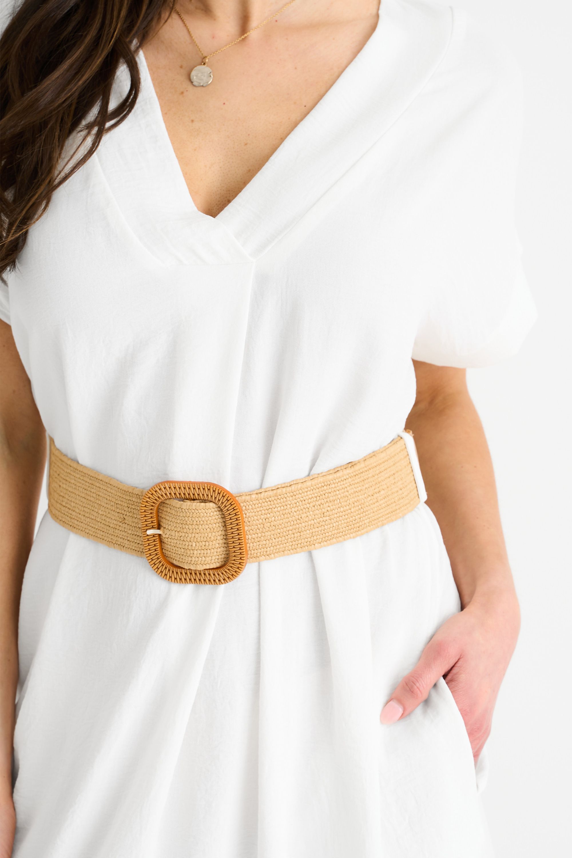 Gini London White Air Flow Belted Oversized Dress