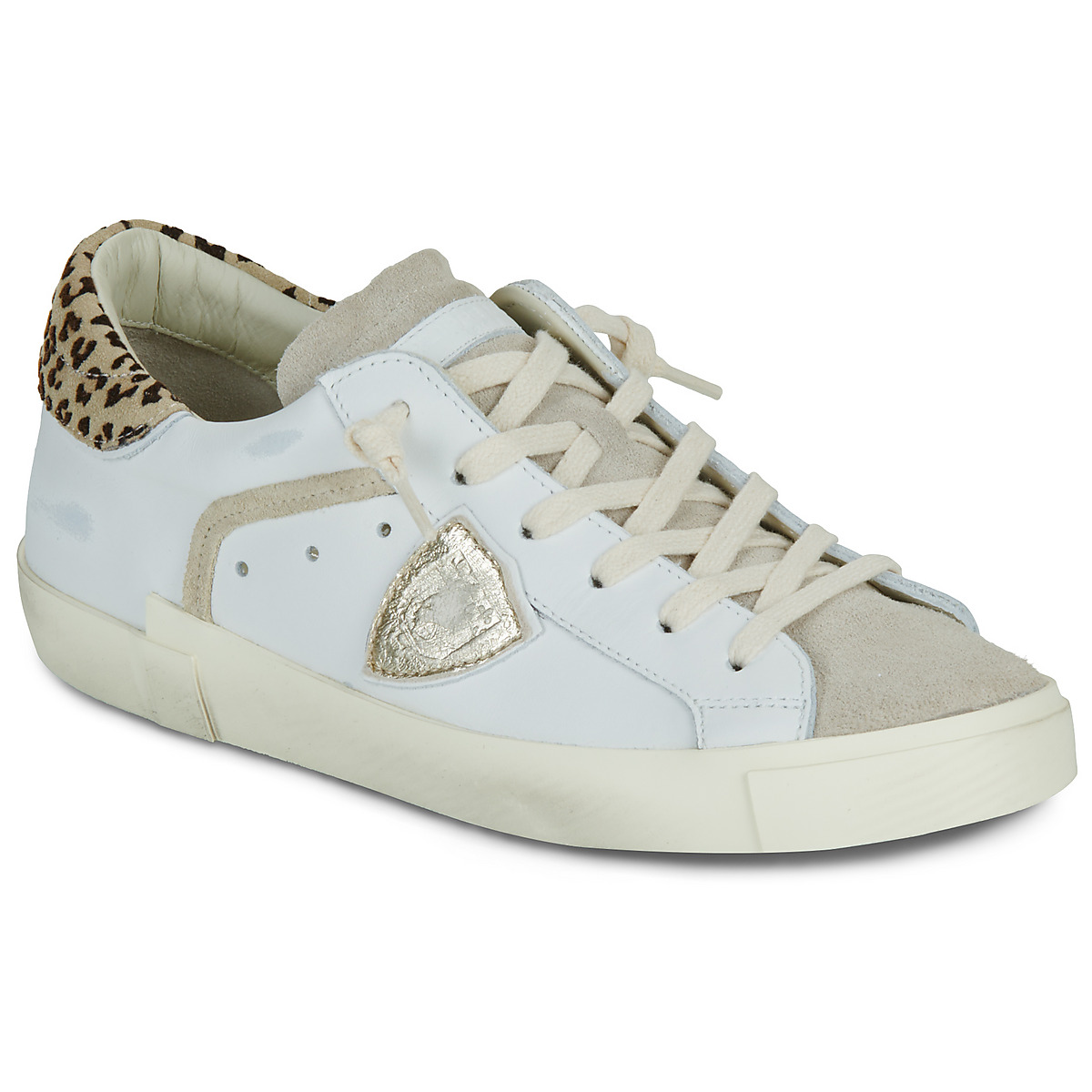 Philippe Model - PRSX LOW WOMAN - White / Beige / Leopard
