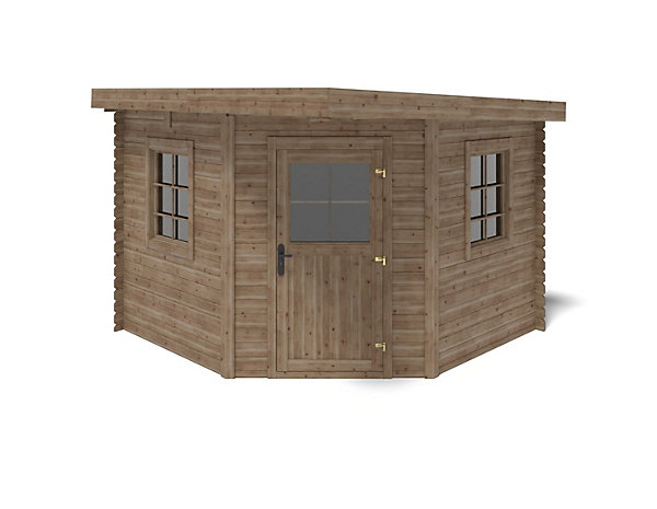 Abri de jardin en bois - 8m2 - 3x3m - Traité - Ep. 28mm - Couleur: marron - DOM753
