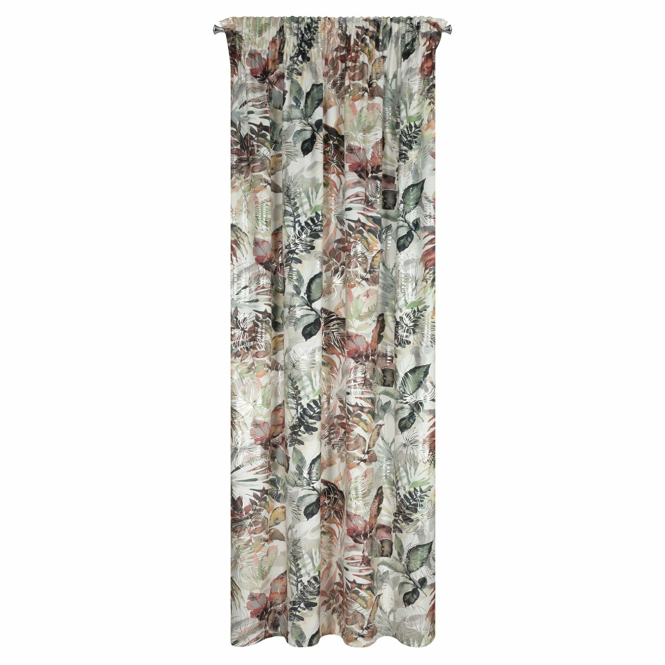 Zasłonka gotowa ARINA 140x270 cm kółka liście