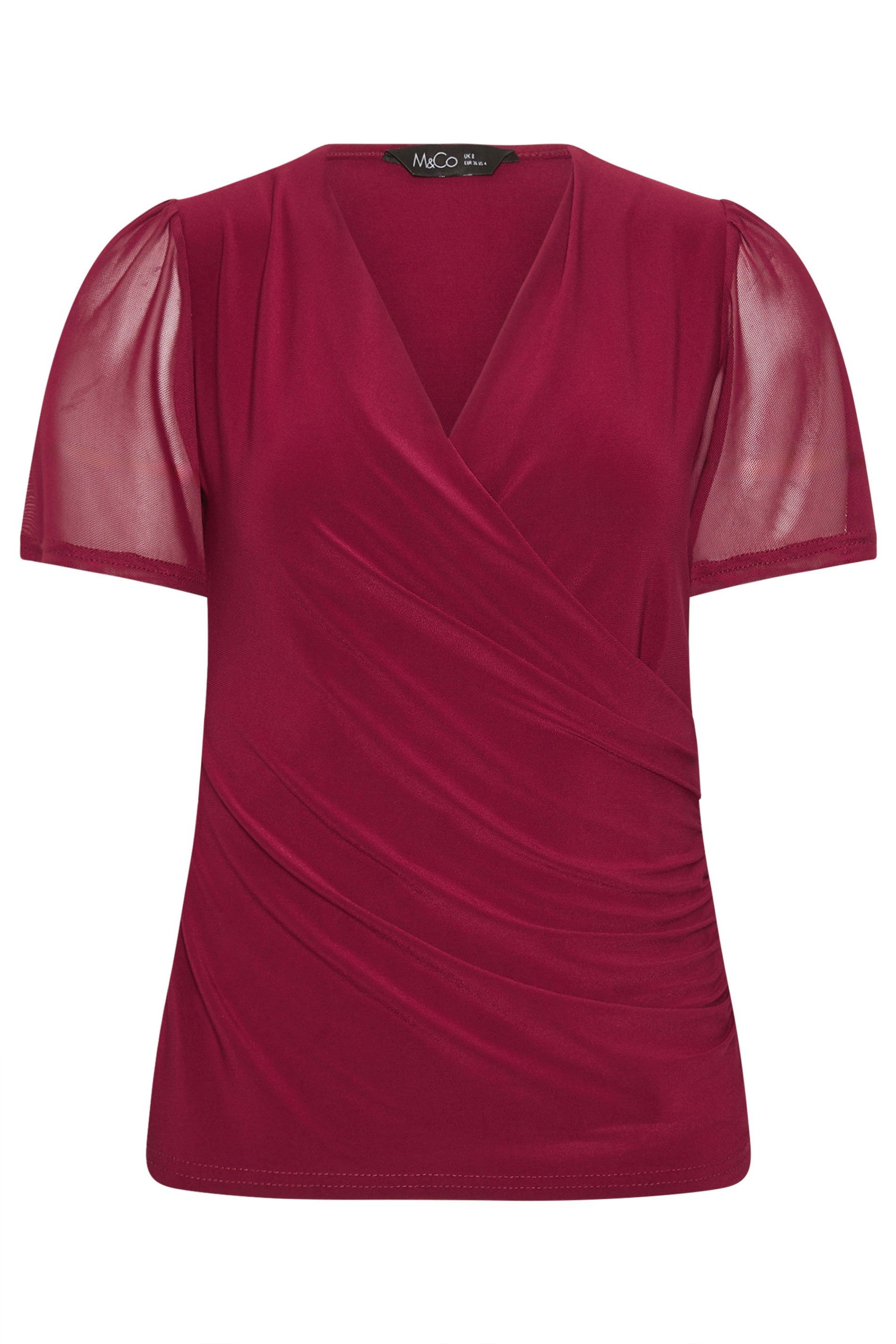M&Co Petite Mesh Wrap Top