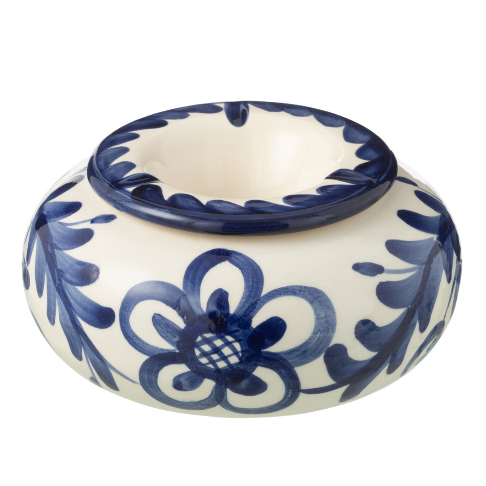 J-Line asbak Granada - keramiek - wit/blauw - large