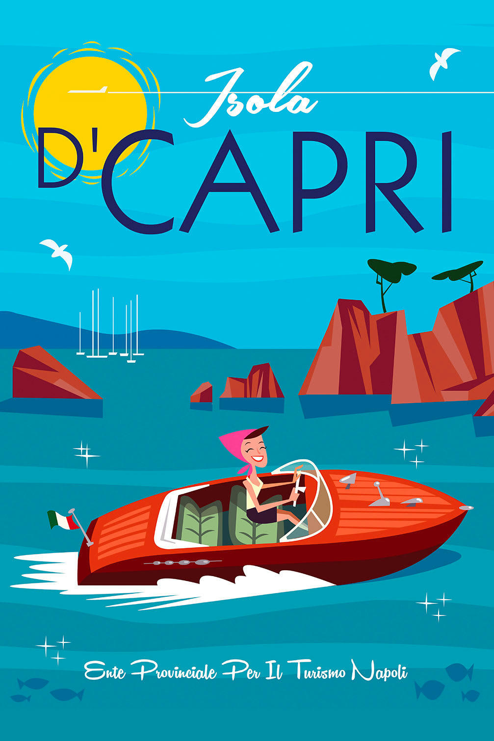 - Tableau voyage à capri imprimé sur toile 60x90cm